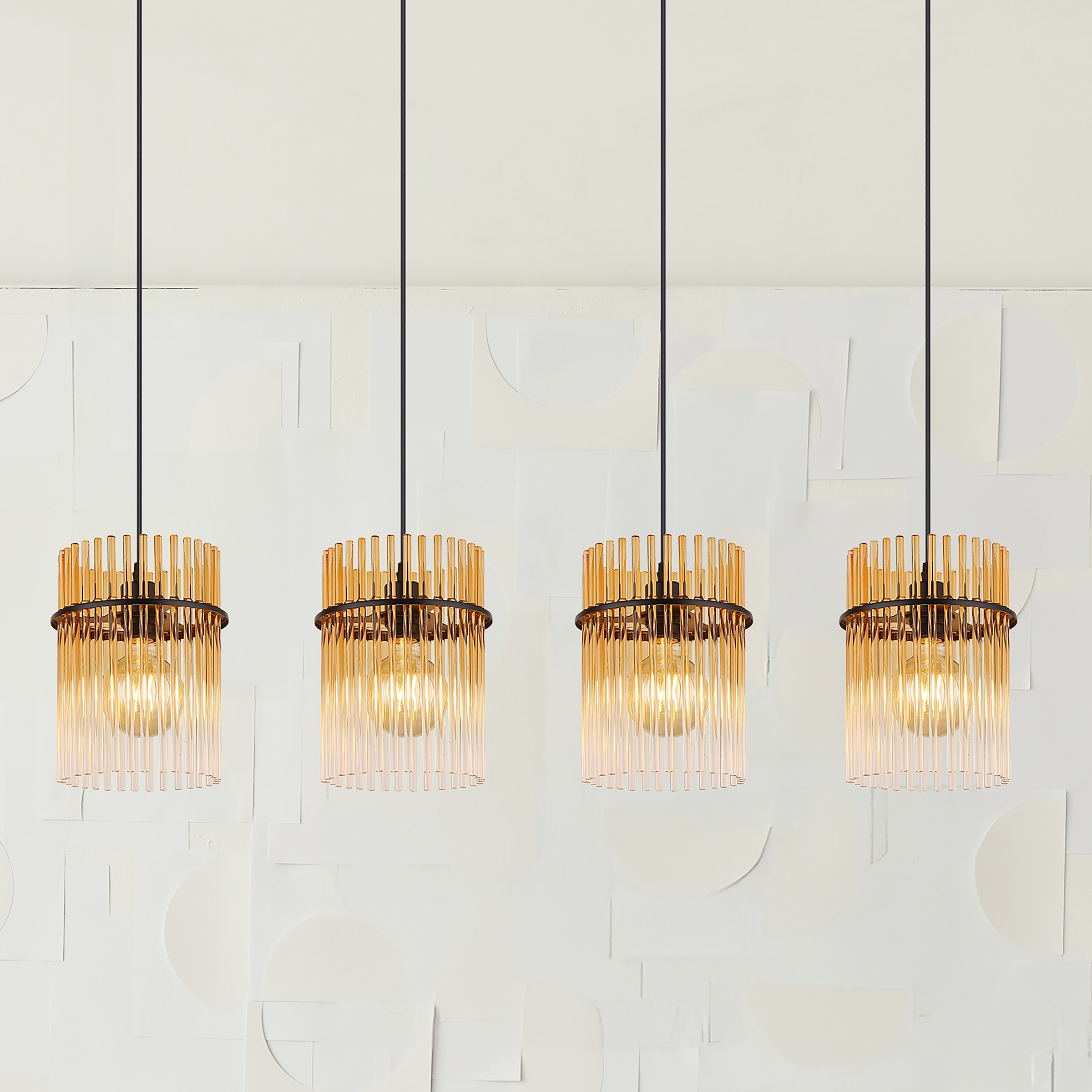 Gorley Typ C Pendelleuchte Farbglas Eisen 4-flammig