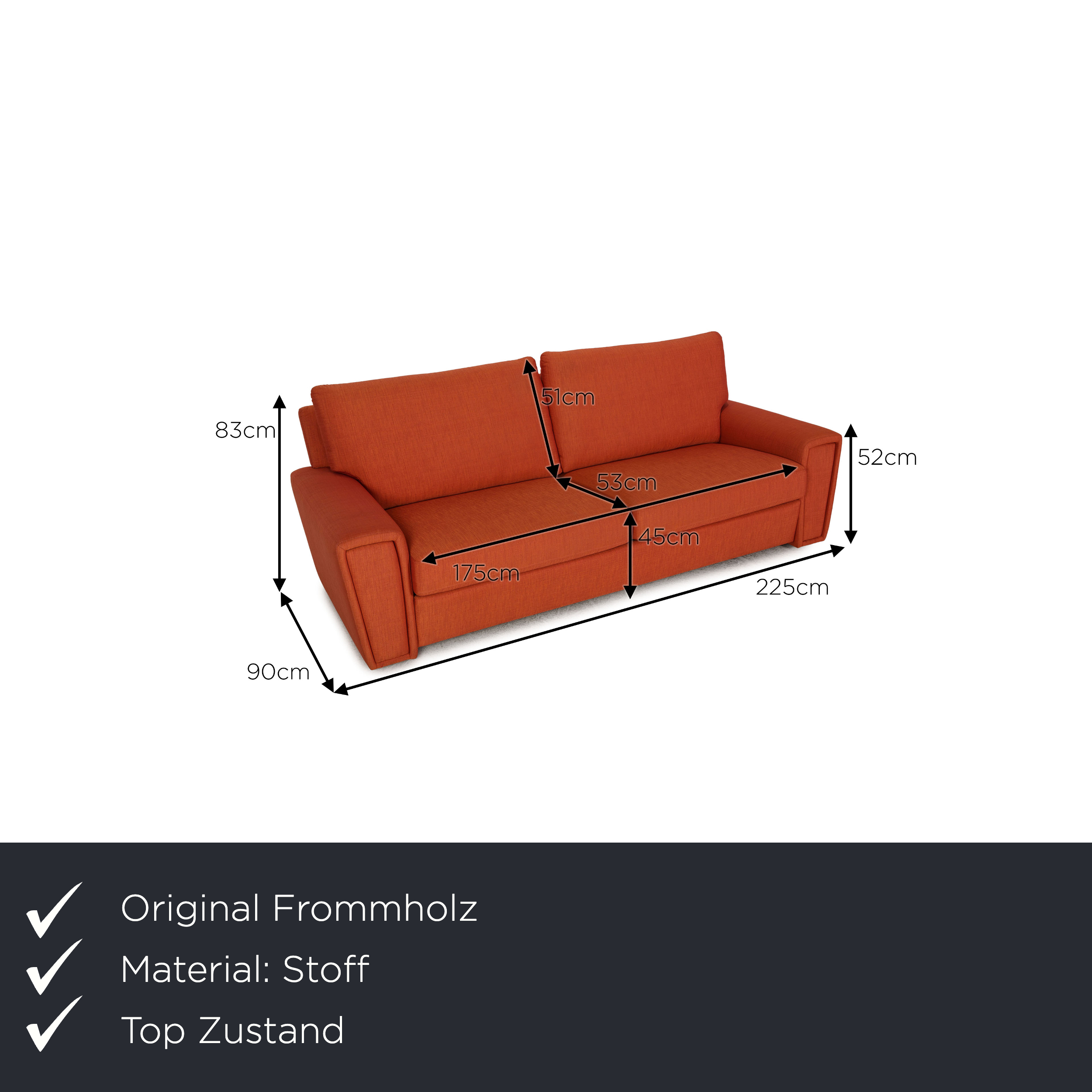 Sofa 3-Sitzer Stoff Orange