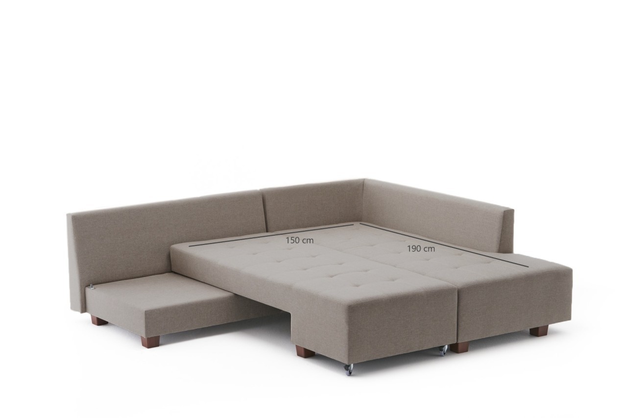 Manama Corner Sofa Bed Right - Cream