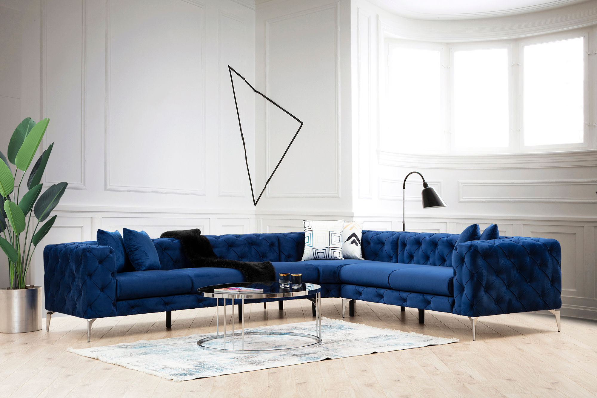 As corner sofa right navy blue