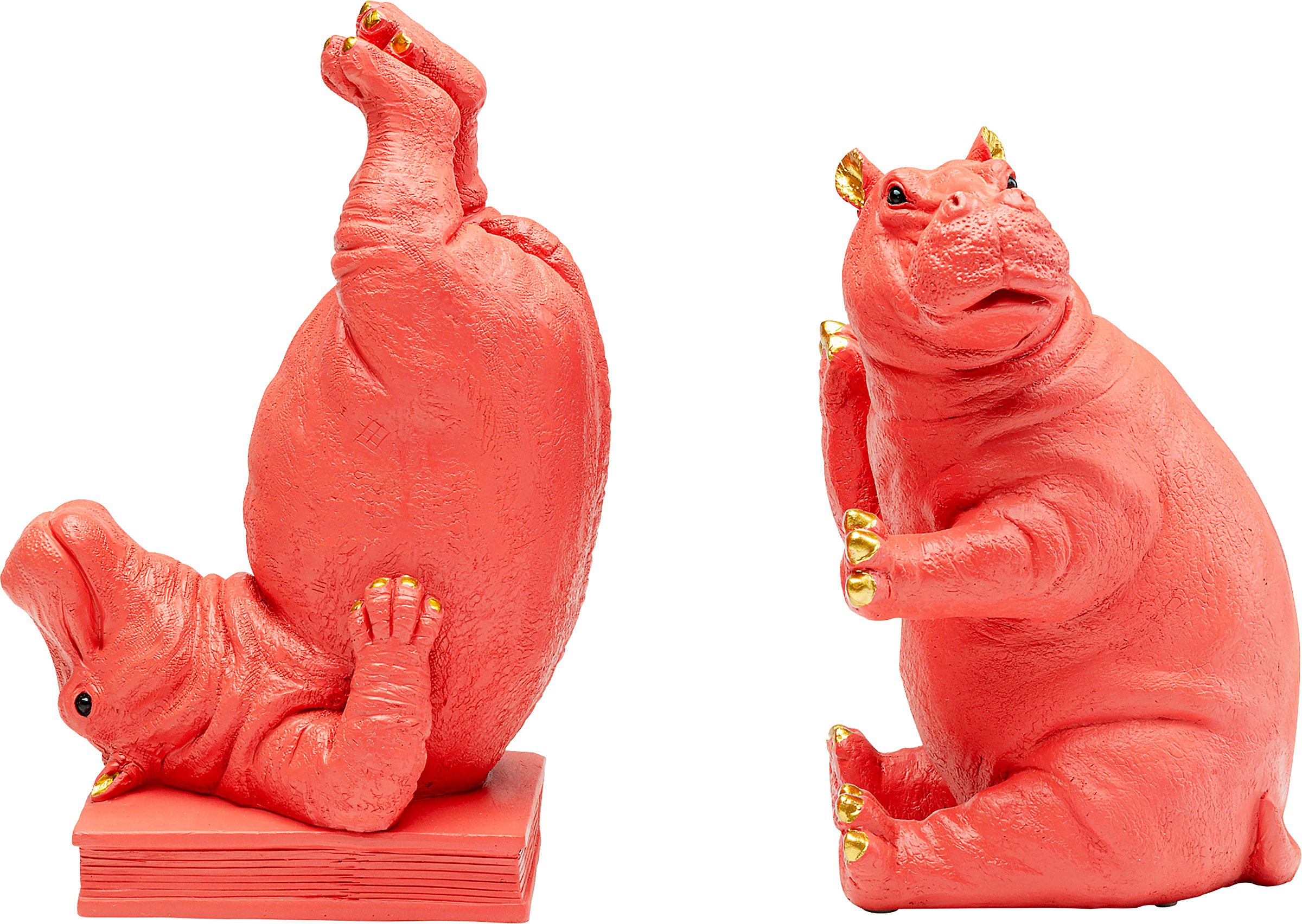 2x Hippo Buchstütze-Set Pink 19x26x14cm