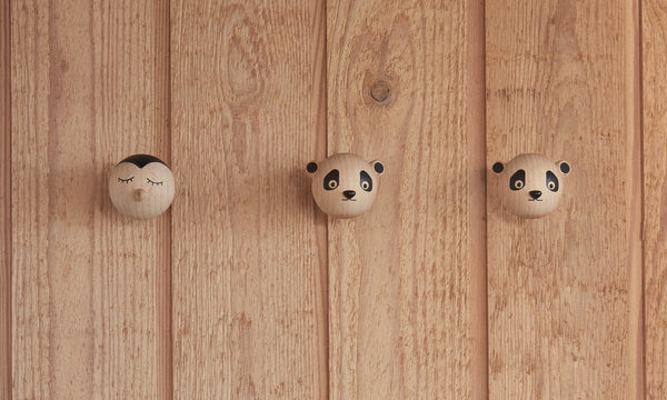 Gancio Panda in legno naturale Mini