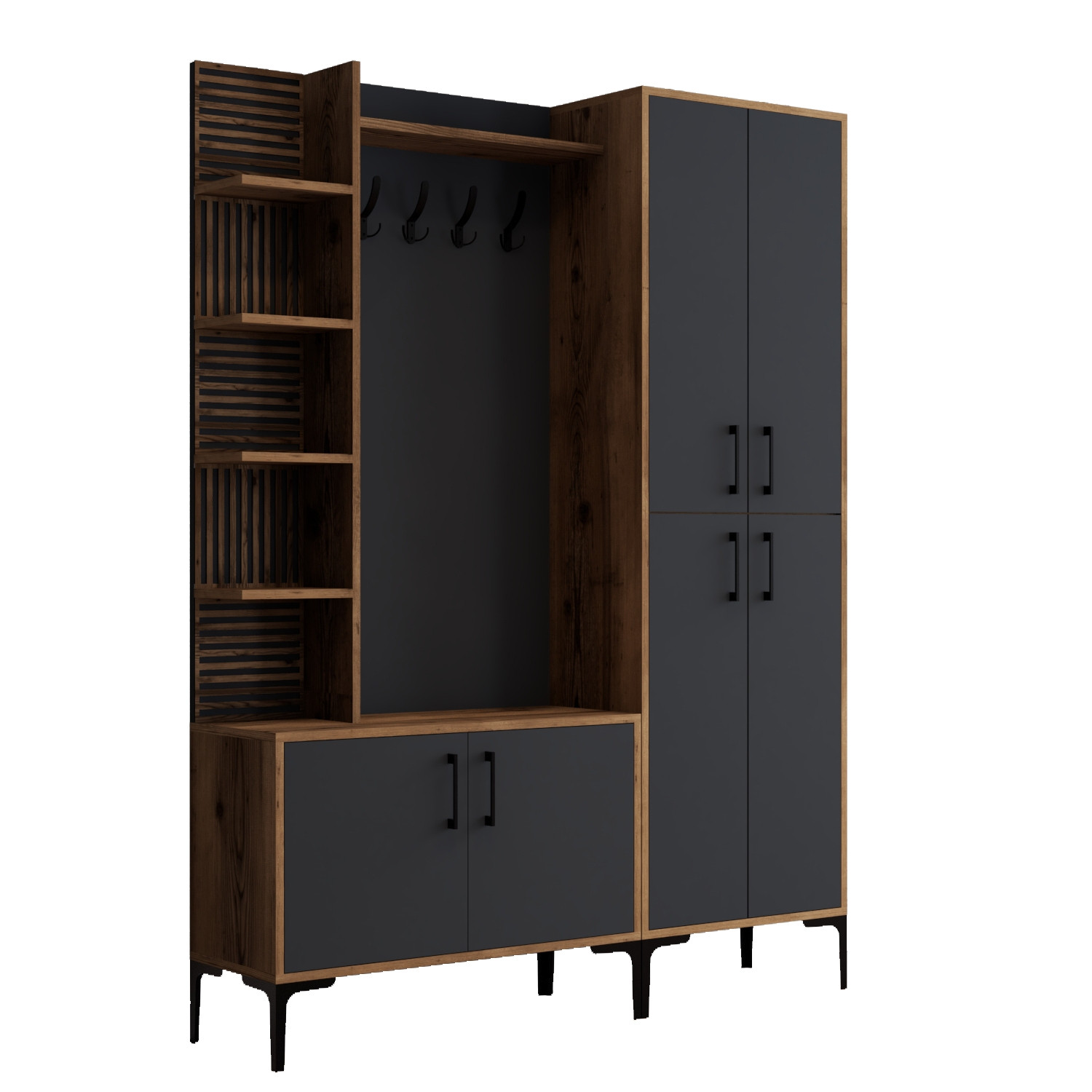 Extend Garderobe Walnussbraun Anthrazit 150cm x 200cm