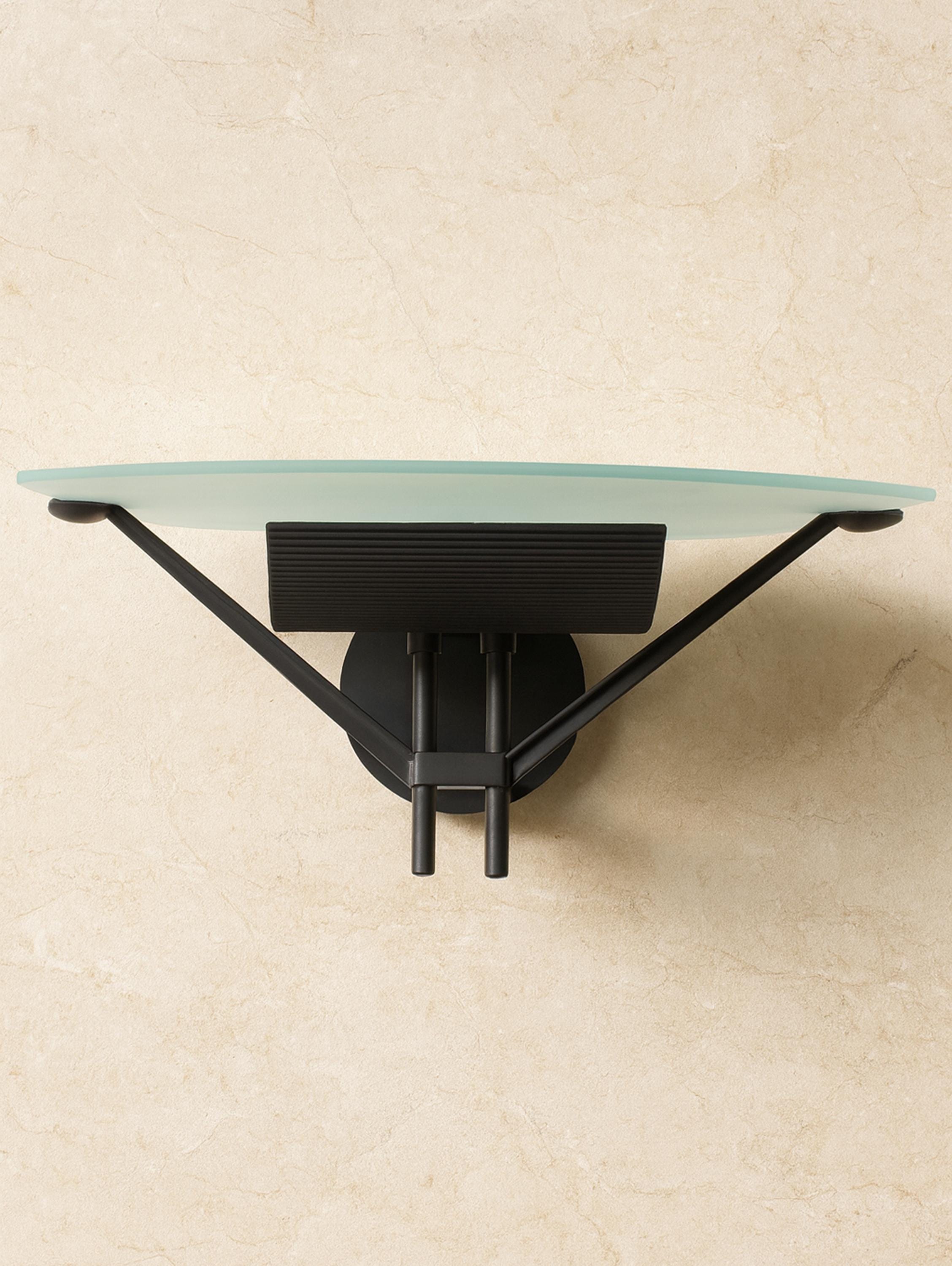 Wandlampe Glas Metall Schwarz 1980er Jahre