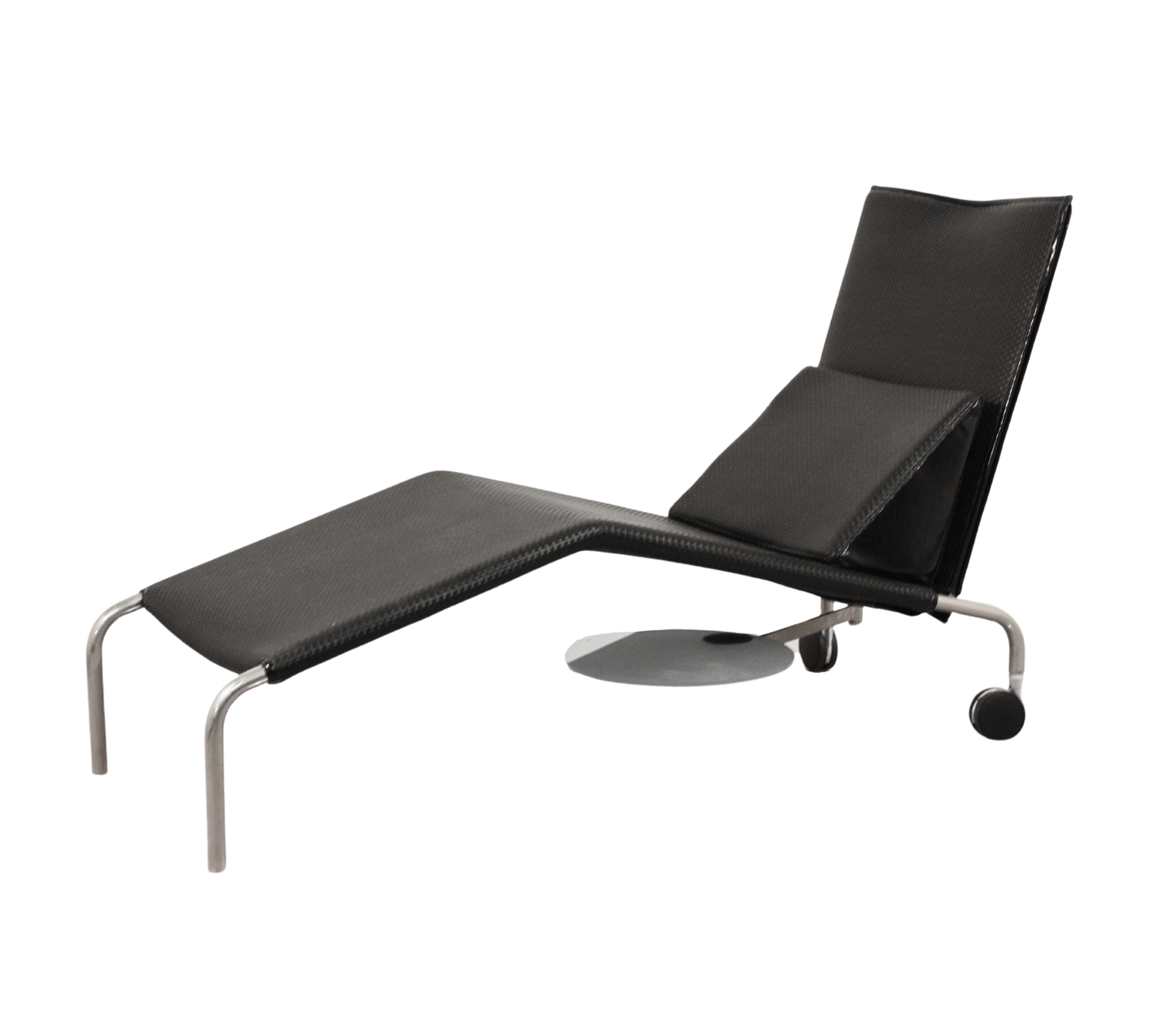 Lelunga Chaiselongue aus Leder und Stahl Schwarz