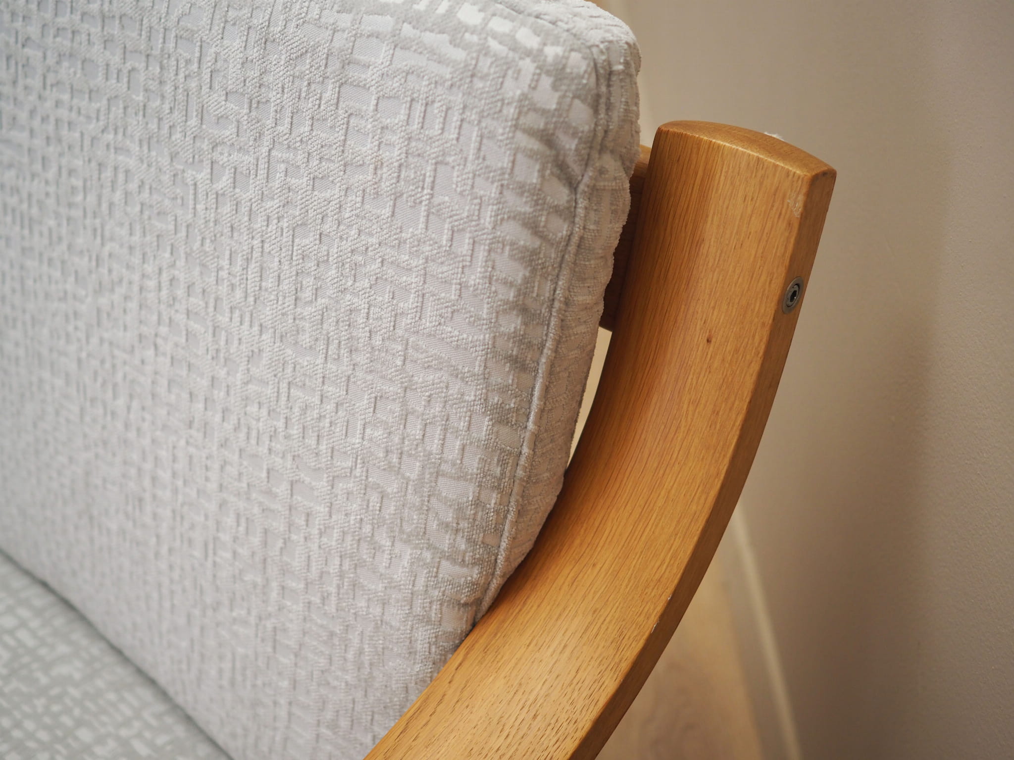 Vintage Sofa 3-seater Oak Wood Textile Grey 1960s