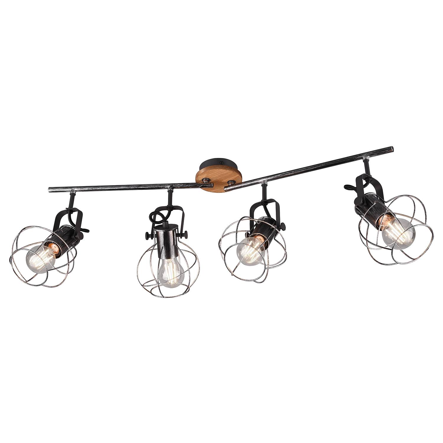 Ceiling lamp Madras III Solid wood 4-flame Silver