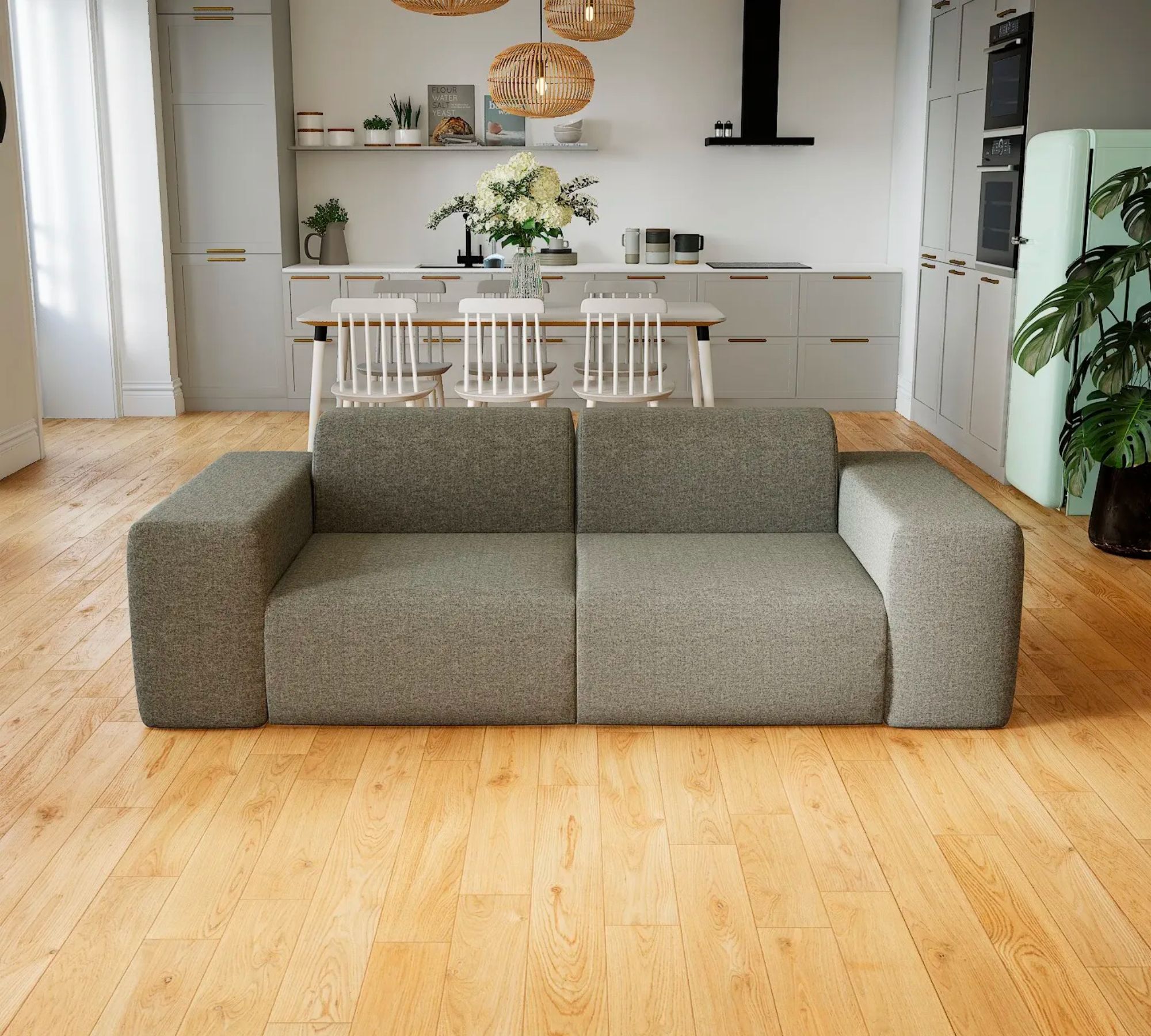 Pyllow Sofa 2-Sitzer Kiesgrau meliert 100% natürliche Wolle