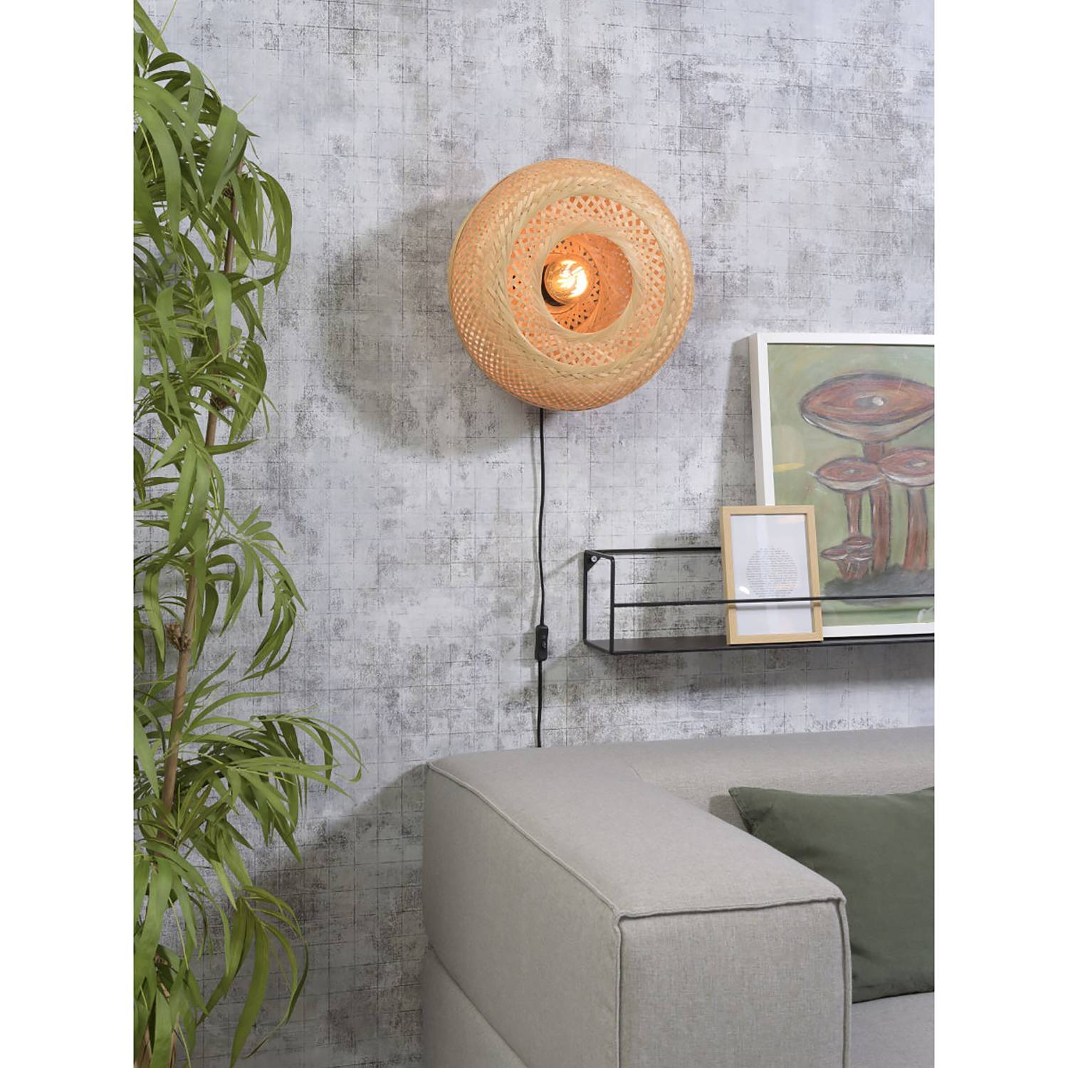 Wandleuchte Palawan Bambus Massiv Eisen Beige