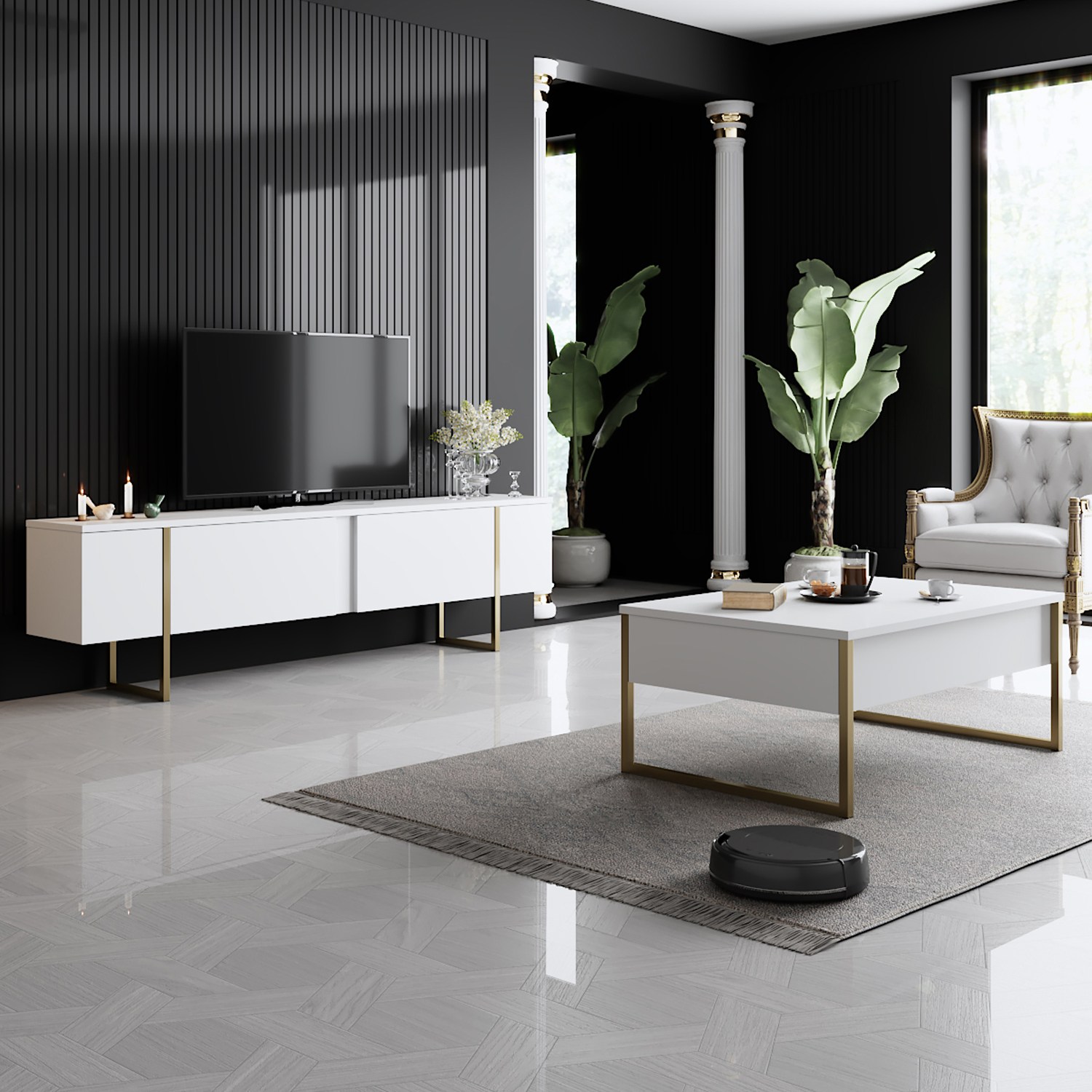 Luxe Couchtisch Weiß