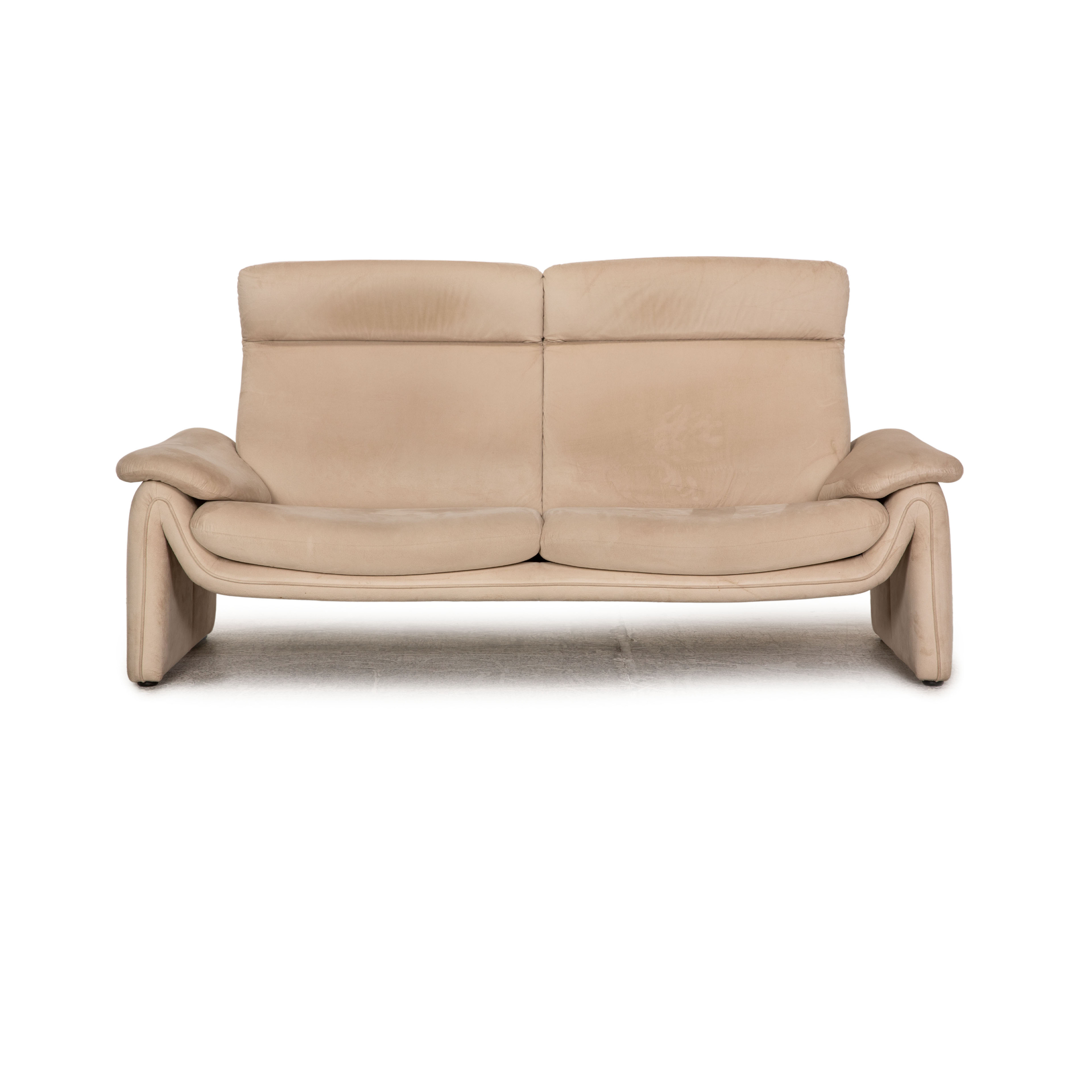 Sofa Garnitur 2-Sitzer inkl. Hocker Stoff Beige