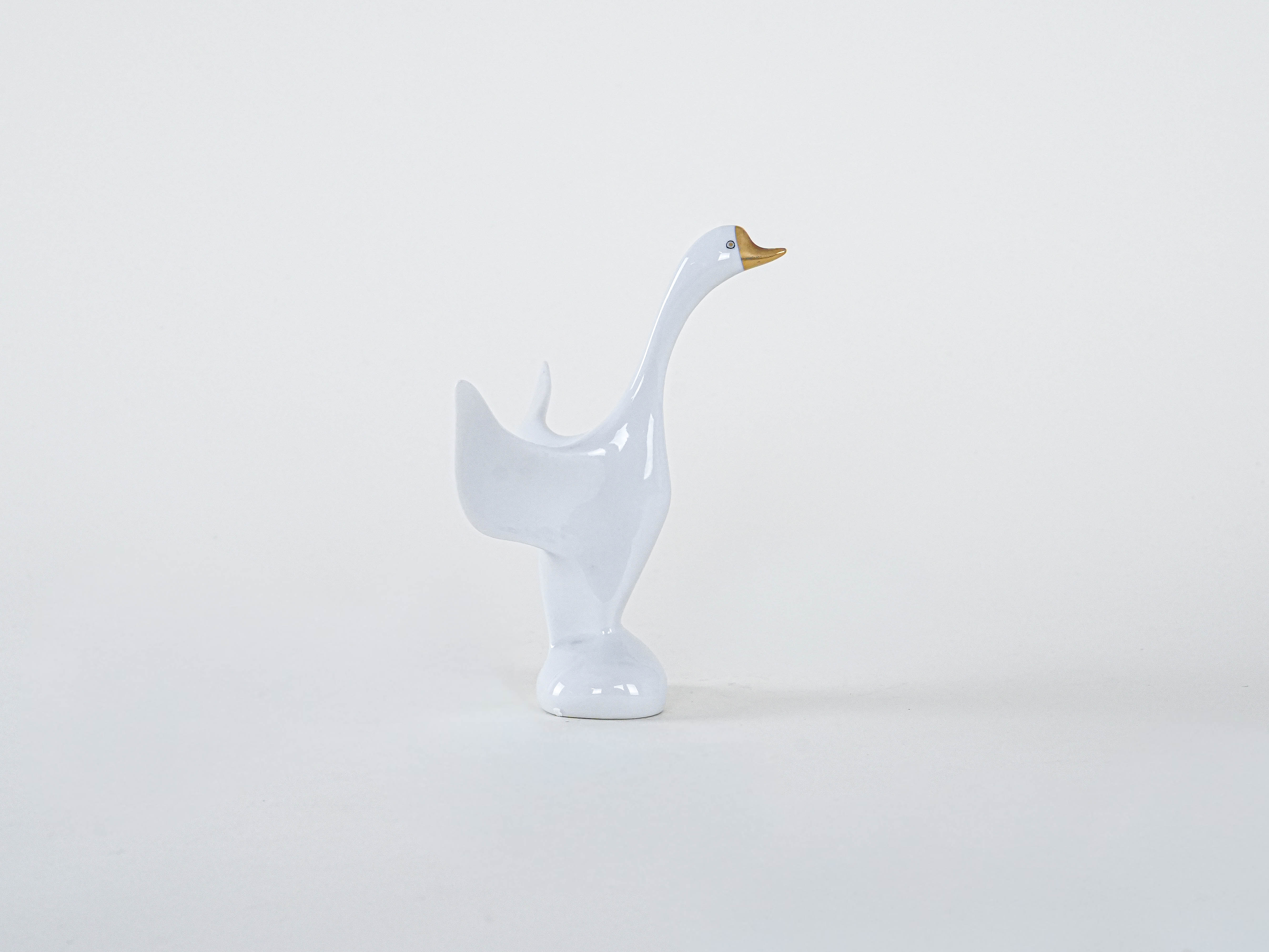 Porzellan-Gans-Figur Weiß 1960er Jahre