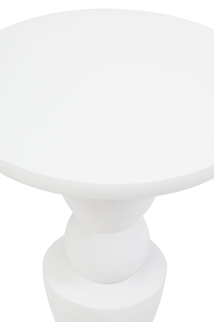 Walsa Round Side Table Mango Wood Whitewash