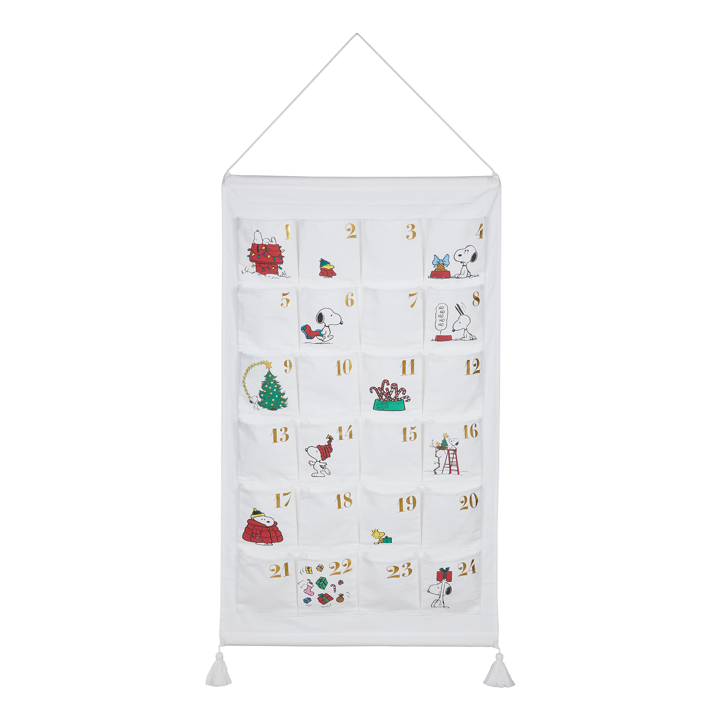 Santa Is Coming Advent Calendar Cotton 123x71cm