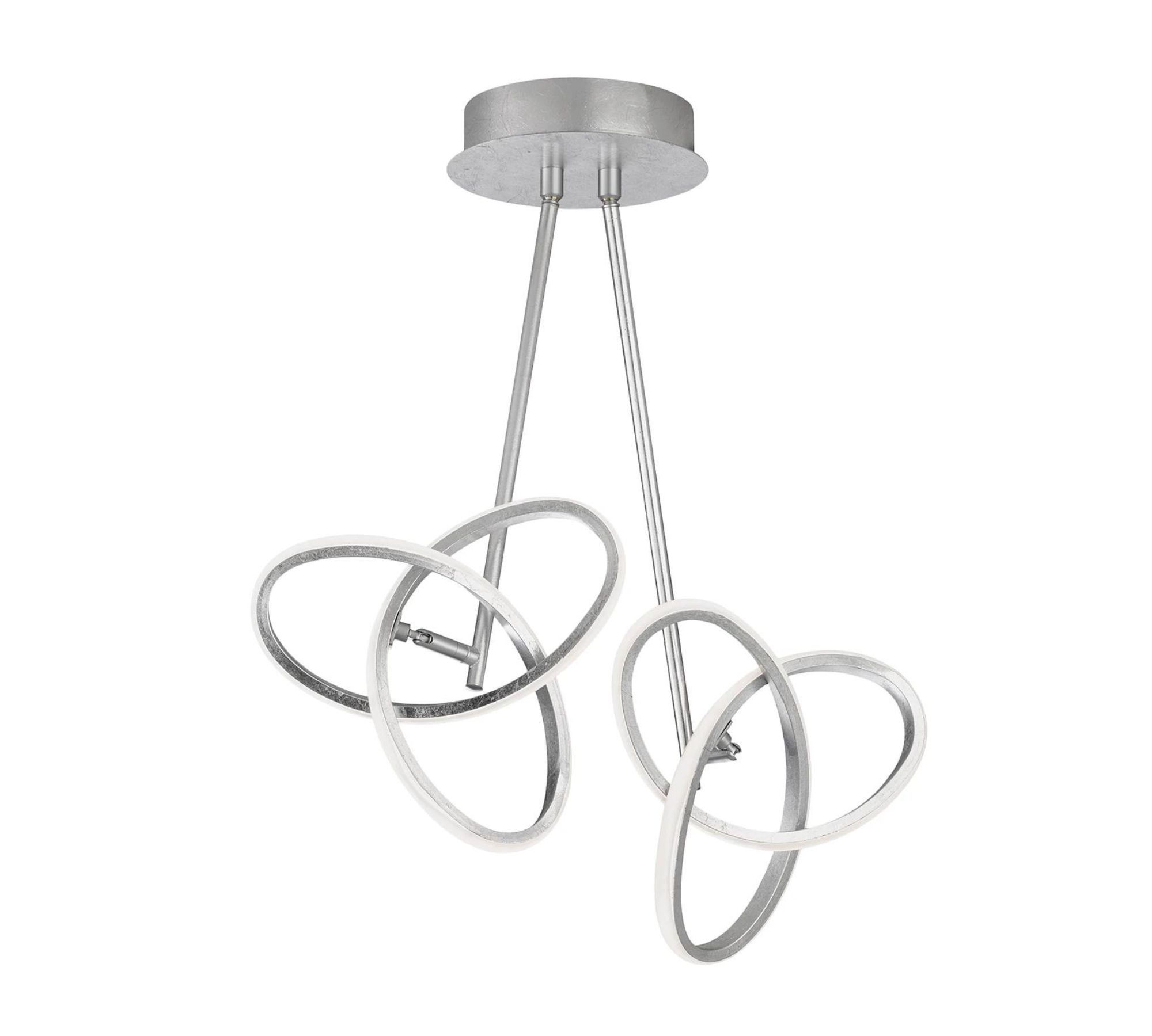 LED Pendelleuchte 2-flammig Kunststoff Eisen Silber