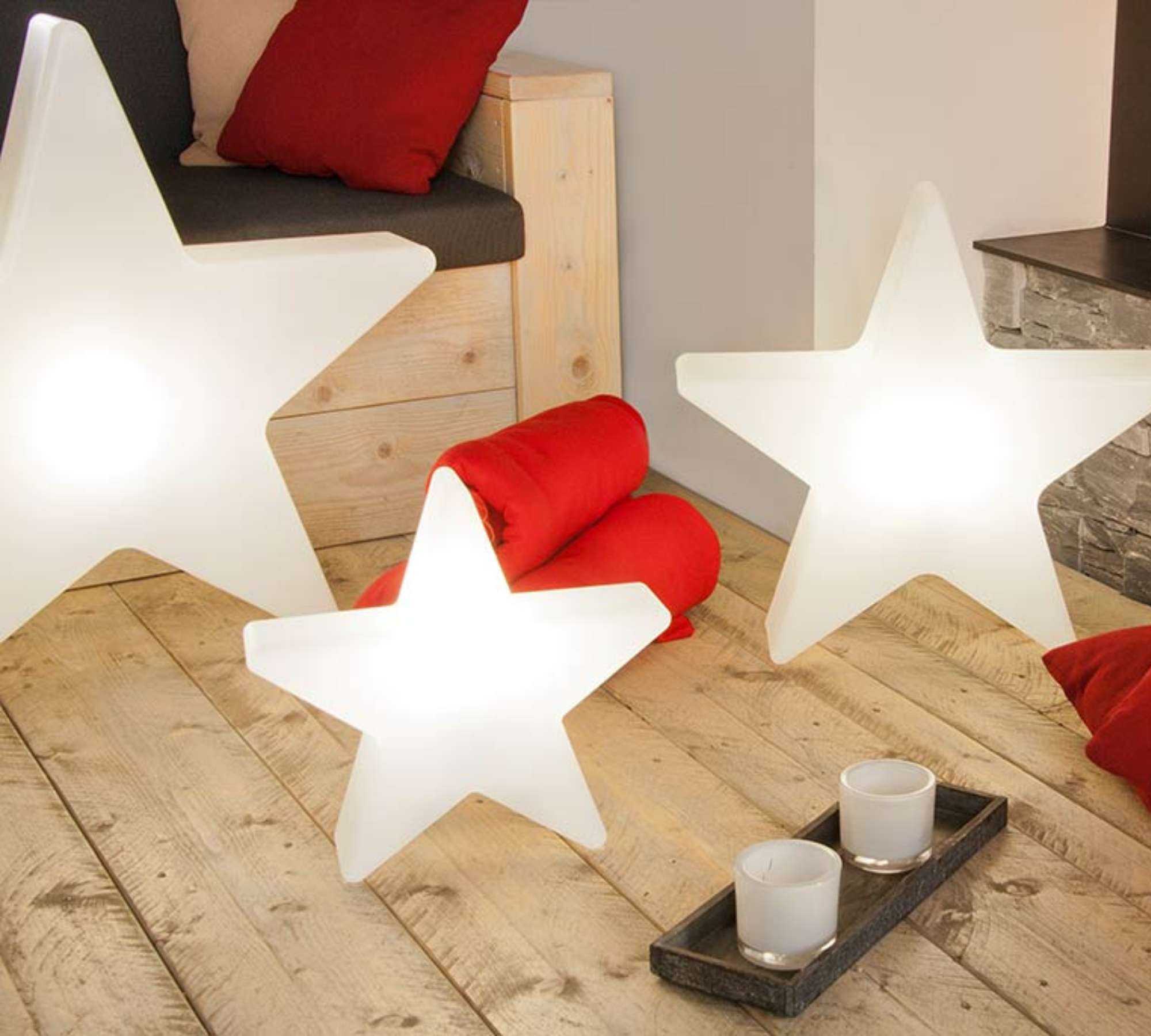 3x Motivleuchte Stern 40, 60 & 80 cm