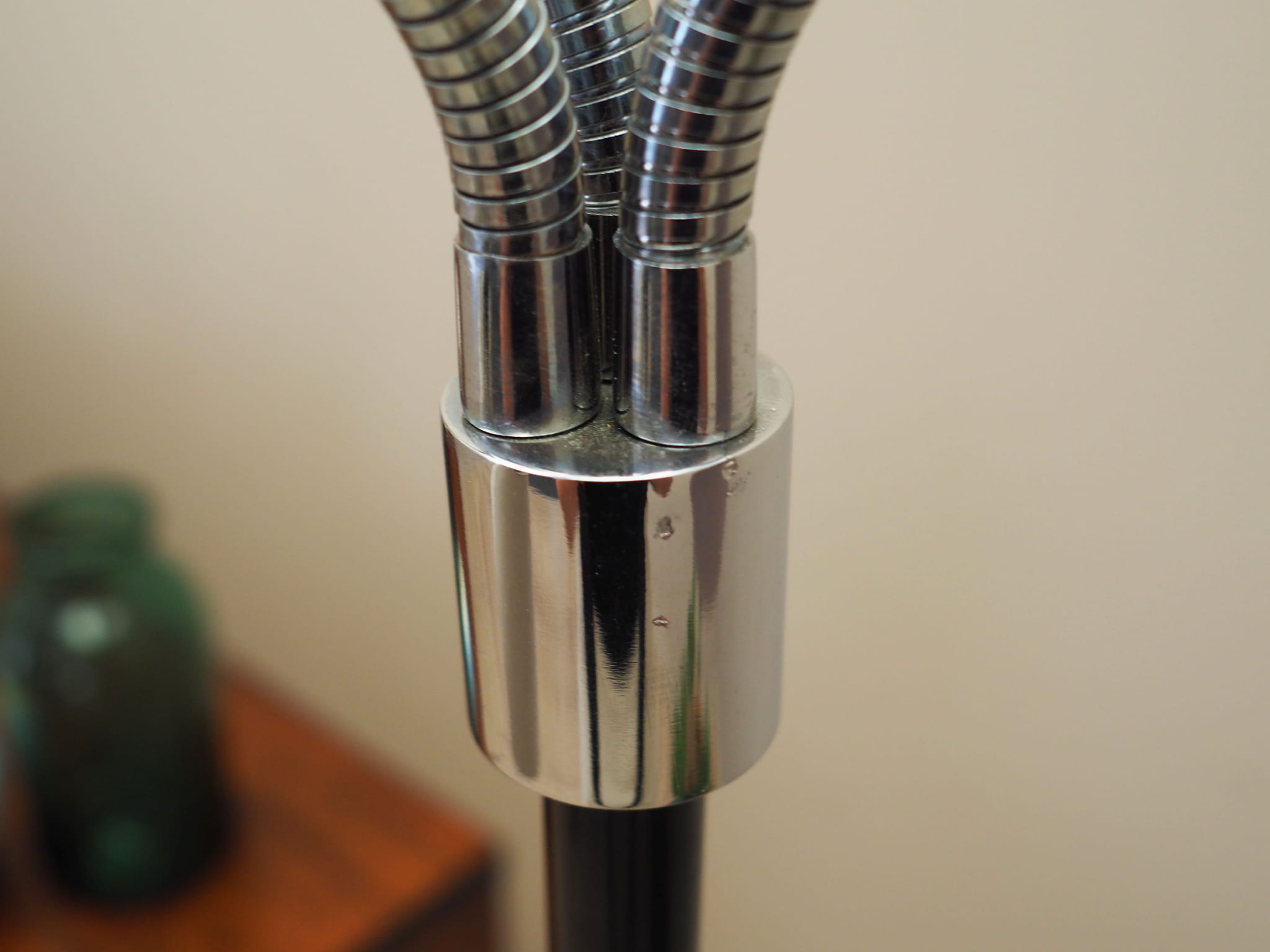 Vintage floor lamp metal textile white 1970s
