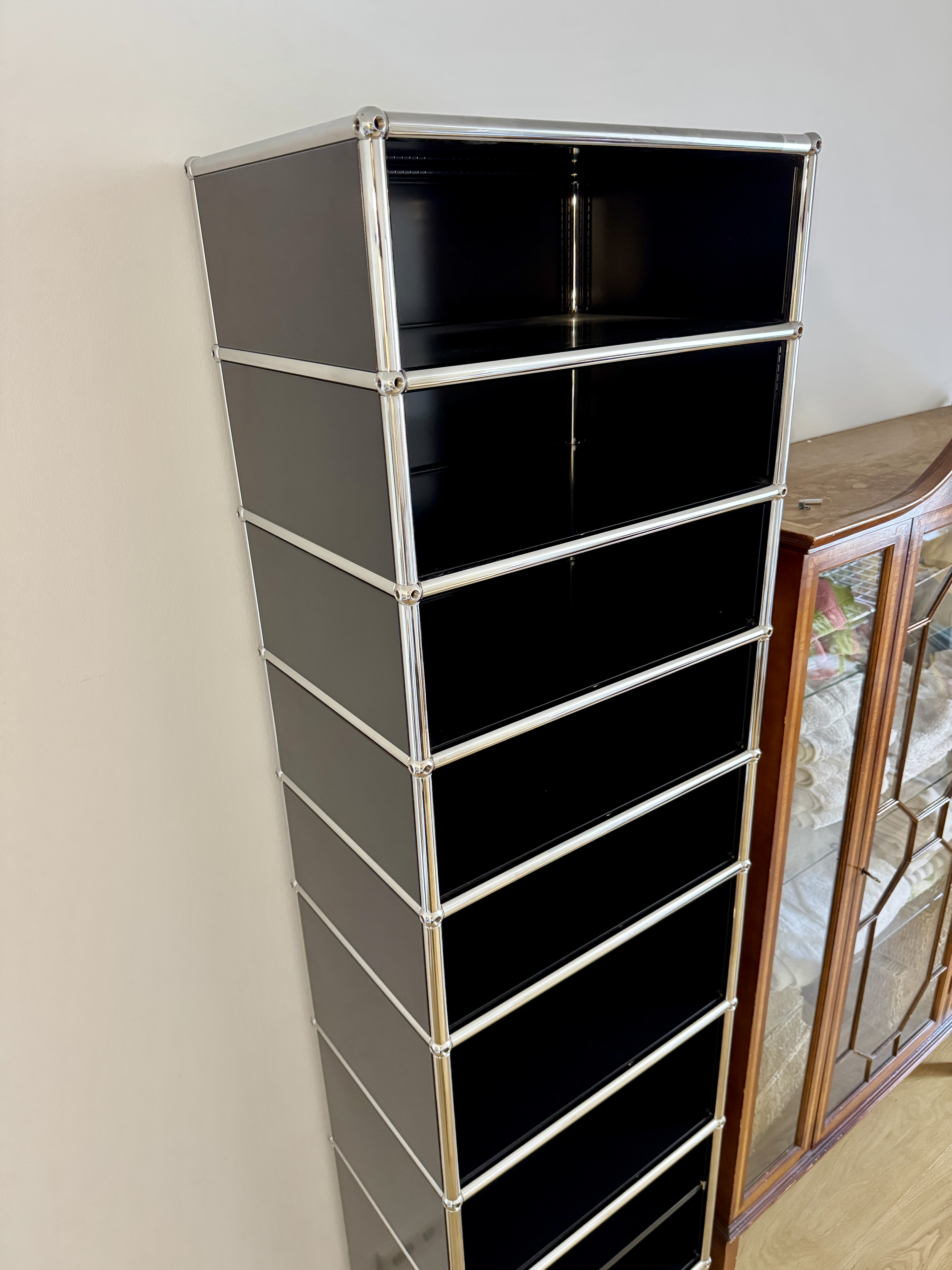 Tower Storage Unit Shelf Metal Black