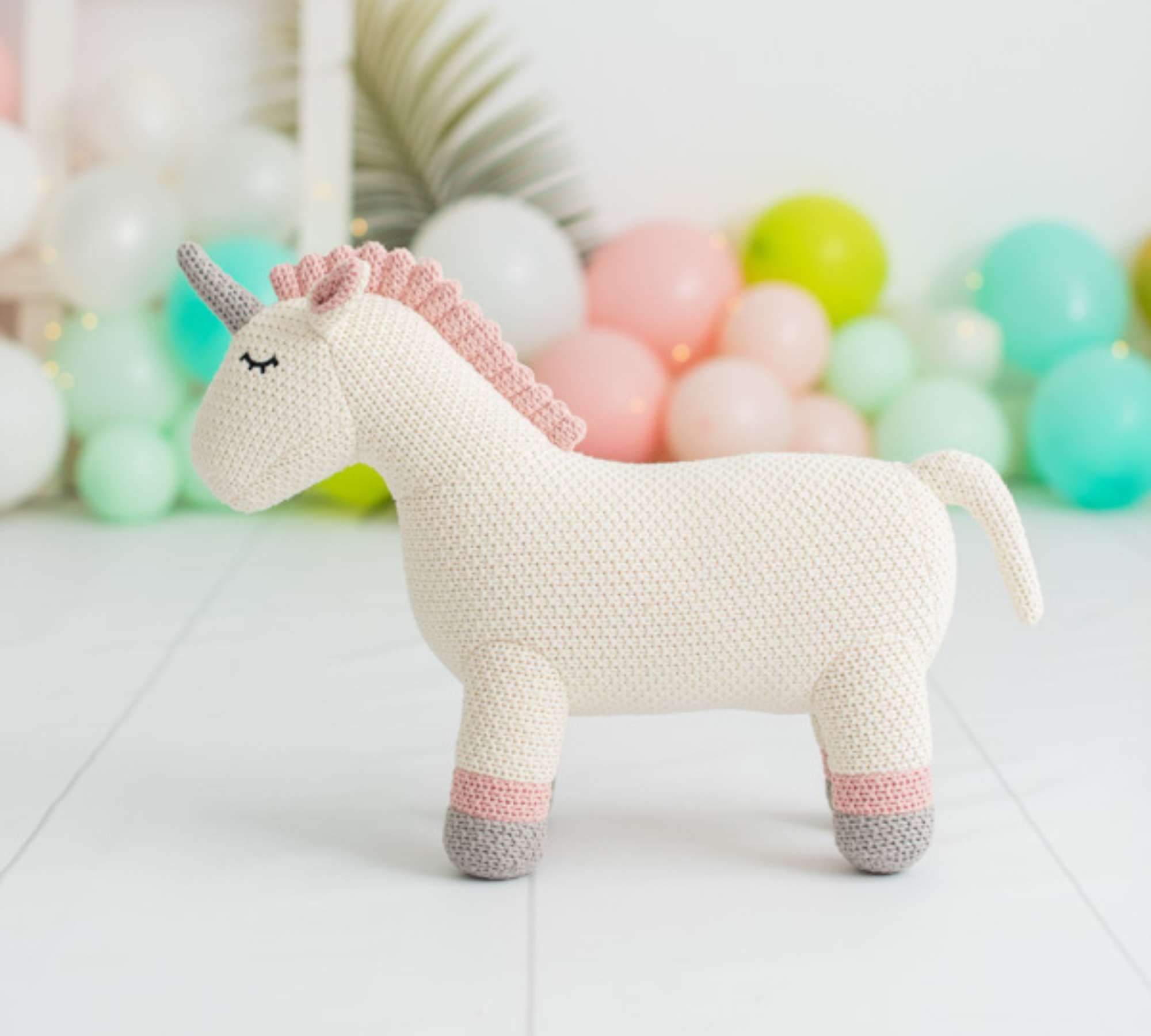 Einhorn Mini Plüschtier Baumwolle Weiß