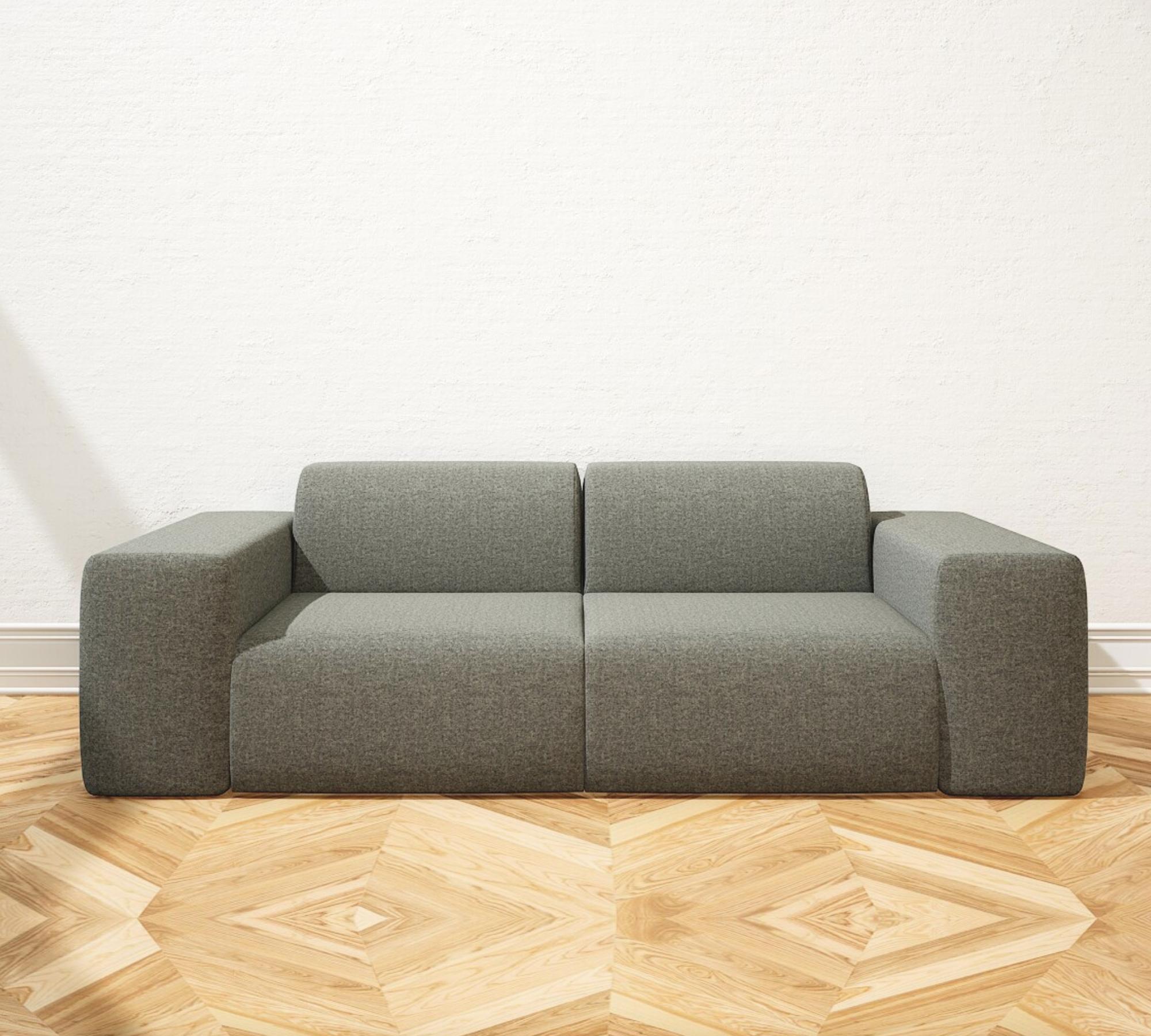 Pyllow Sofa 2-Sitzer Kiesgrau meliert 100% natürliche Wolle
