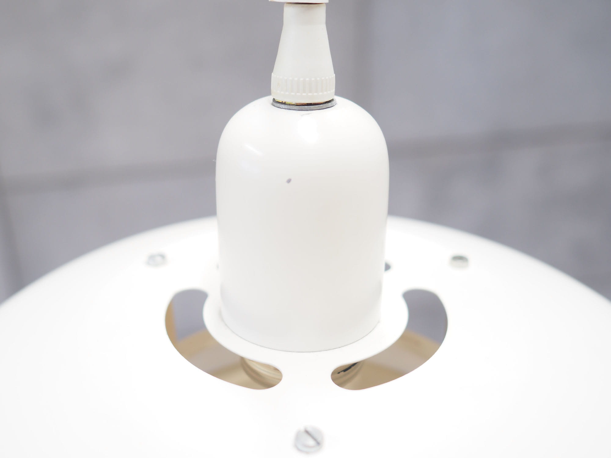 Vintage pendant lamp metal white 1970s