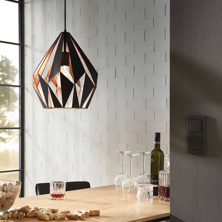 Pendant lamp Carlton I Steel Black Copper