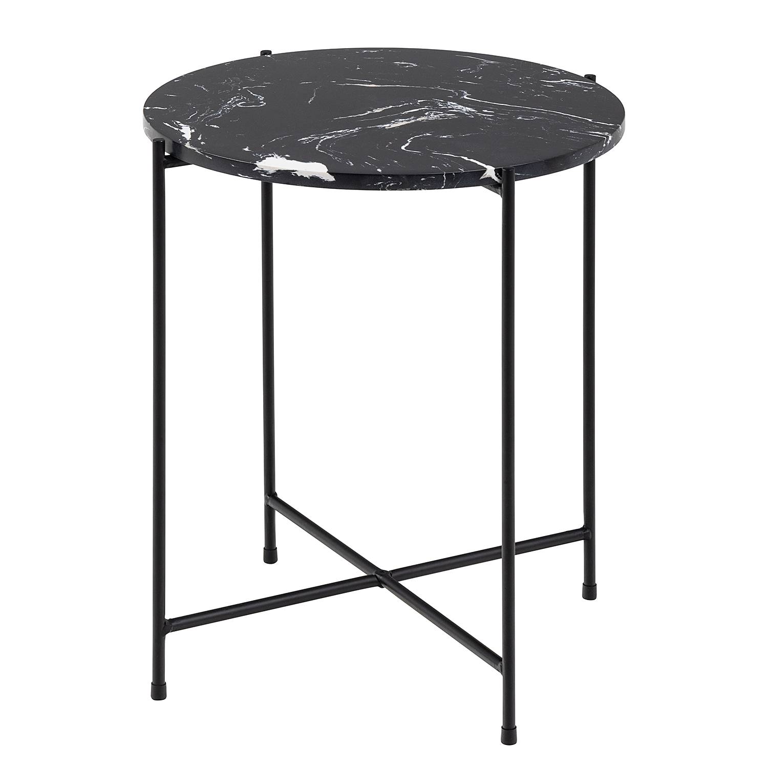 Carwile Beistelltisch Marmor Schwarz 42 cm