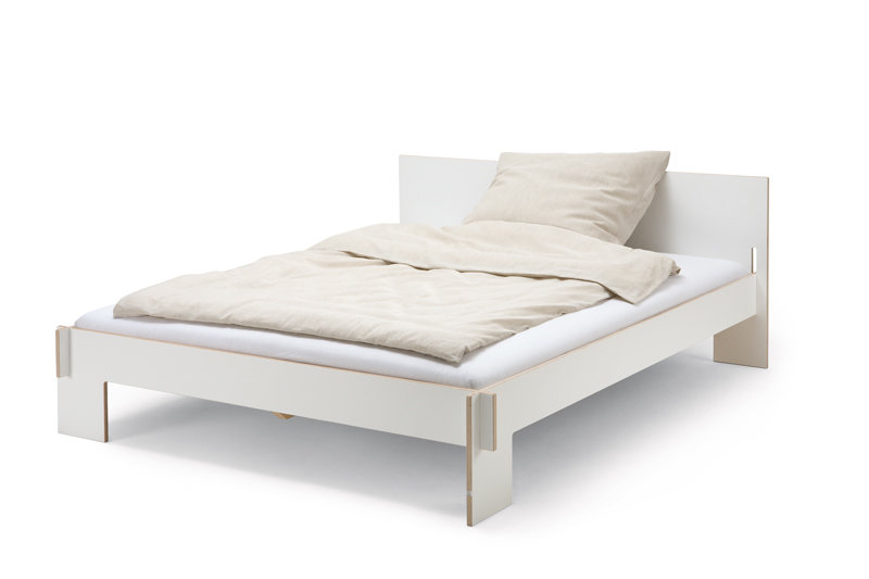 Siebenschläfer Bett mit Kopfteil Weiß