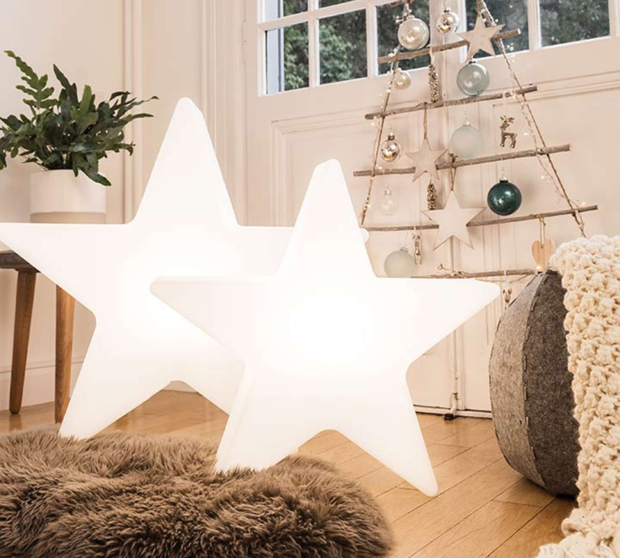 3x Motivleuchte Stern 40, 60 & 80 cm