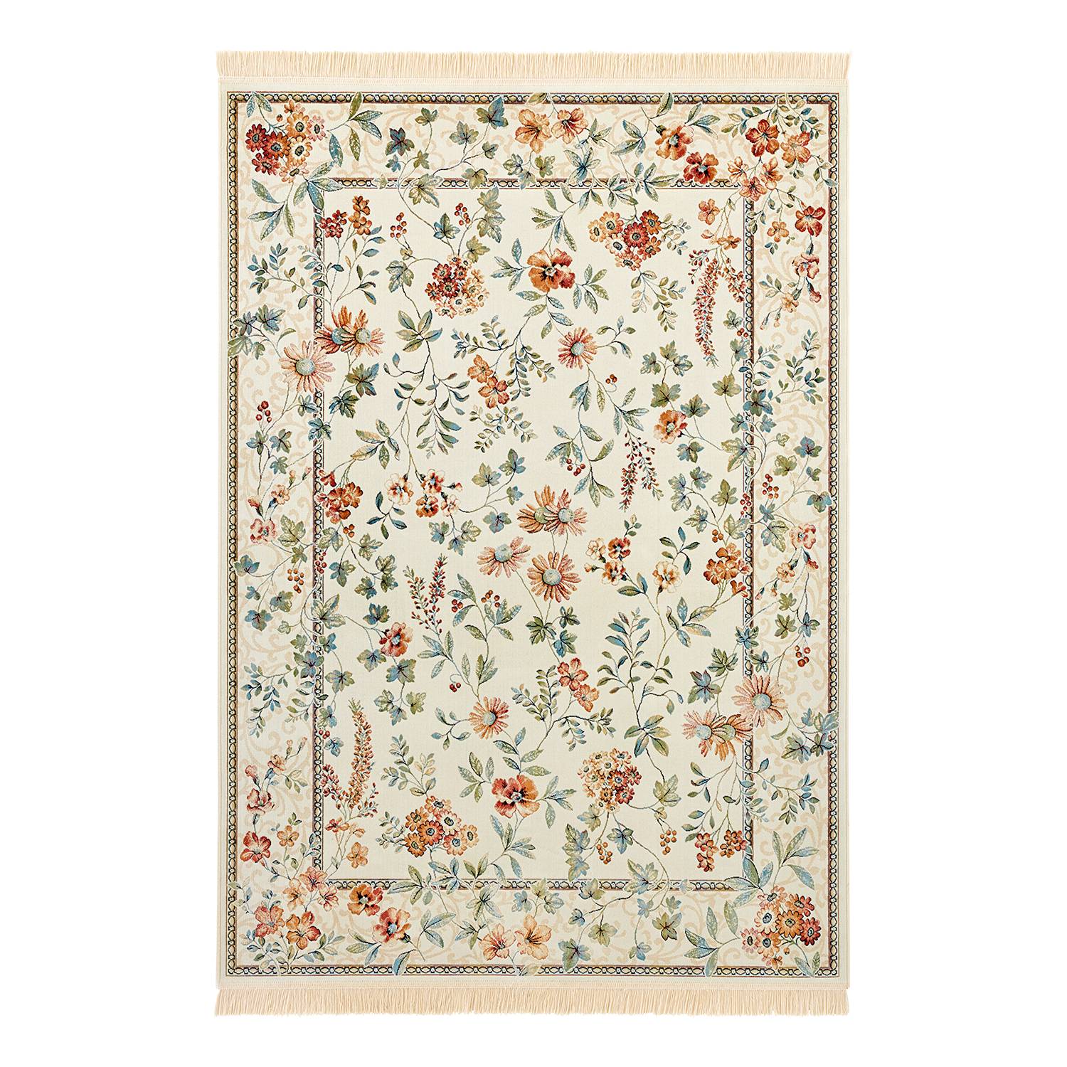 Oriental Flowers Kurzflorteppich Viskose / Baumwolle 95 x 140 cm