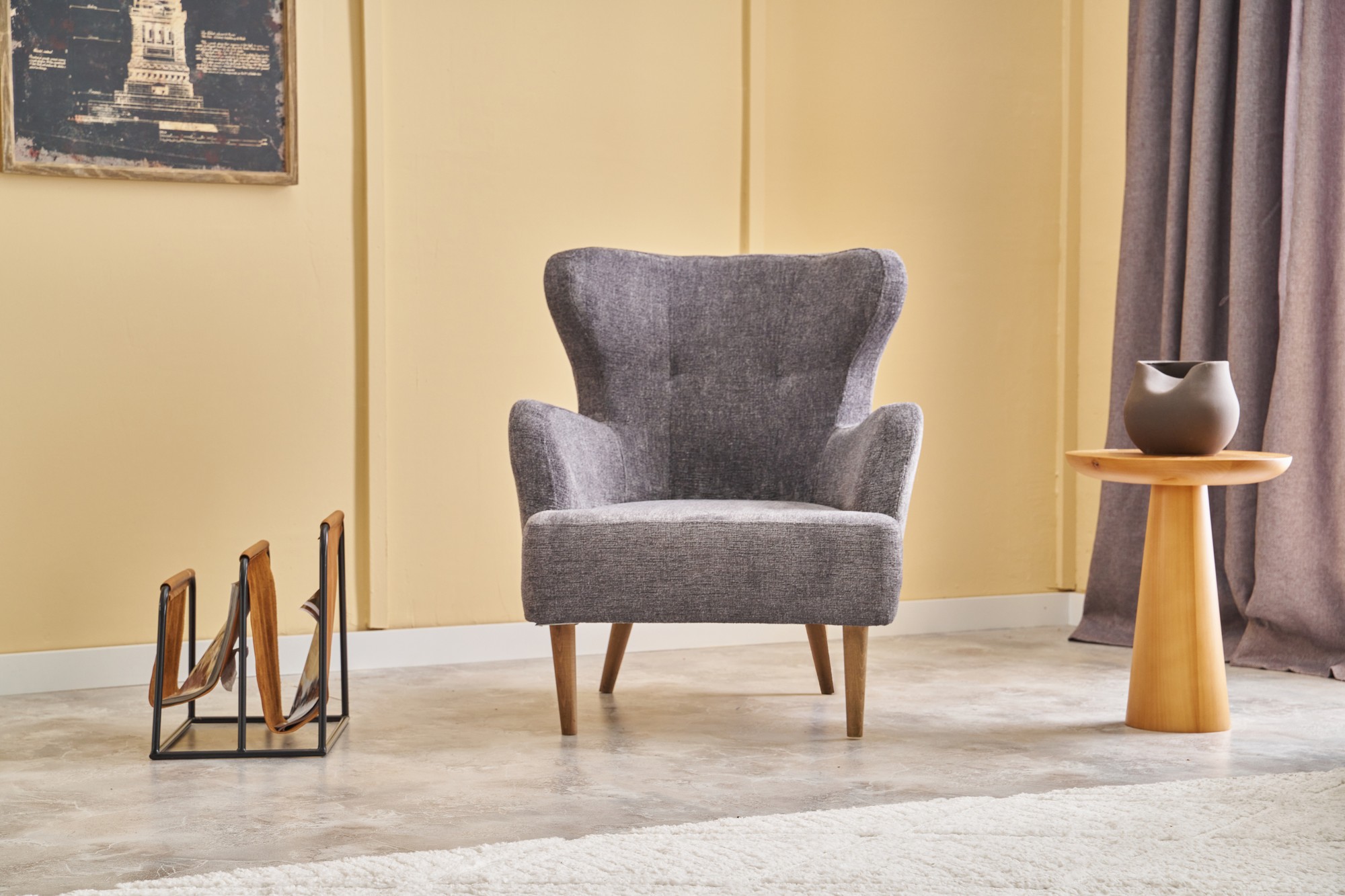 Karina Armchair Chenille Fabric Gray