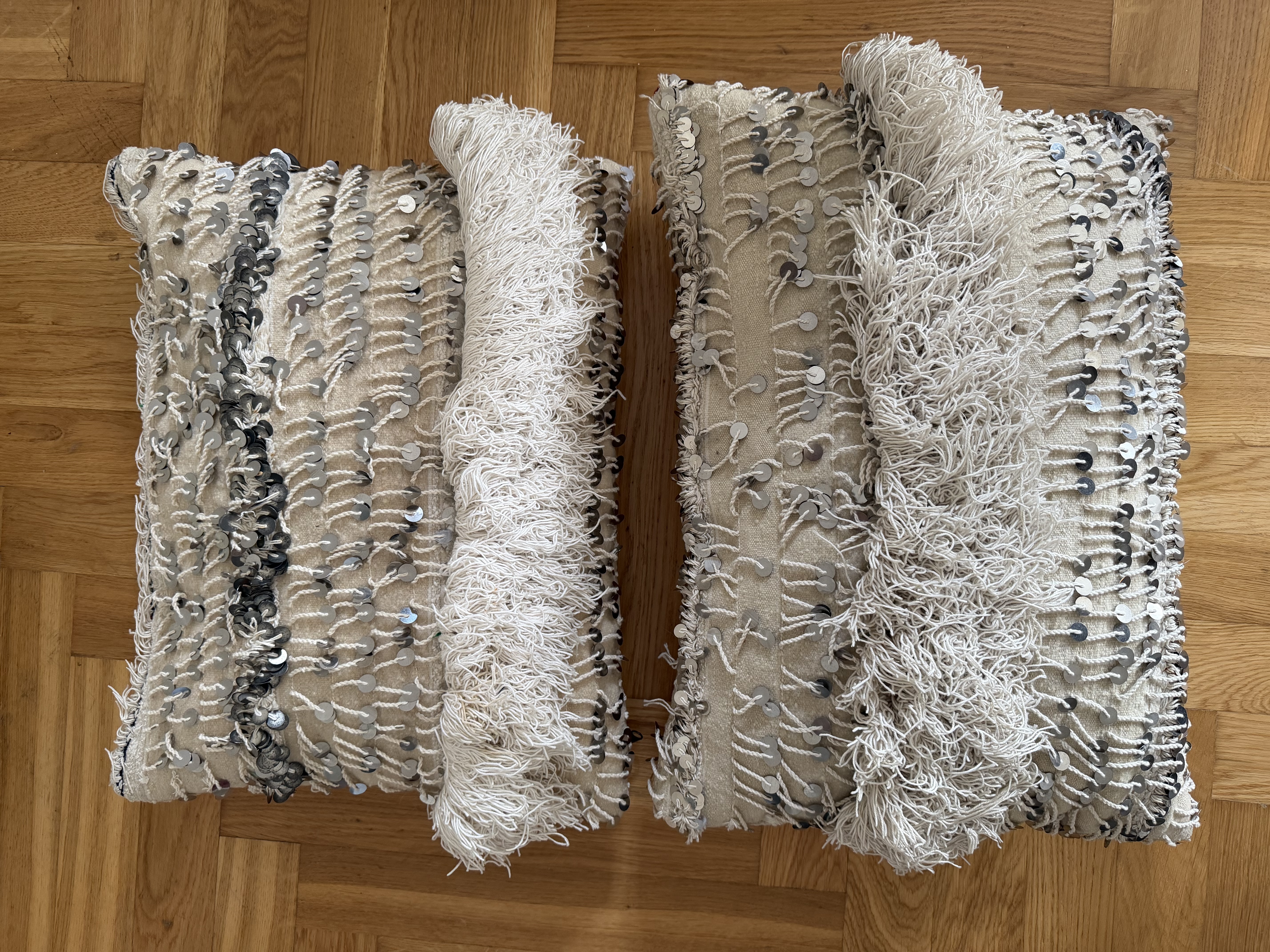 2x Kissenhülle Baumwolle Beige