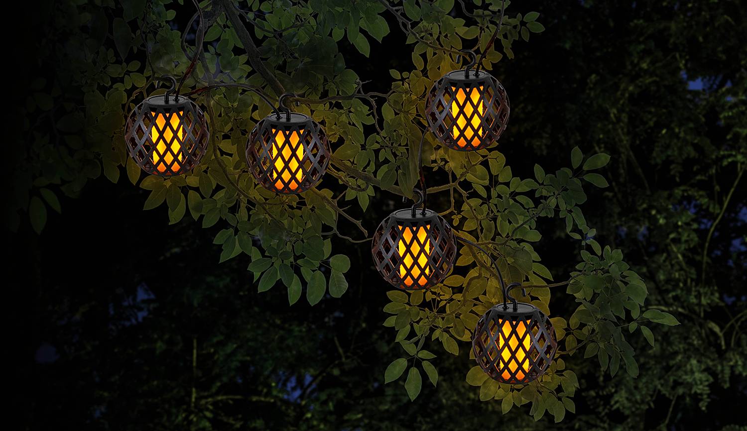 Solar string lights Fogo 10-bulb Black