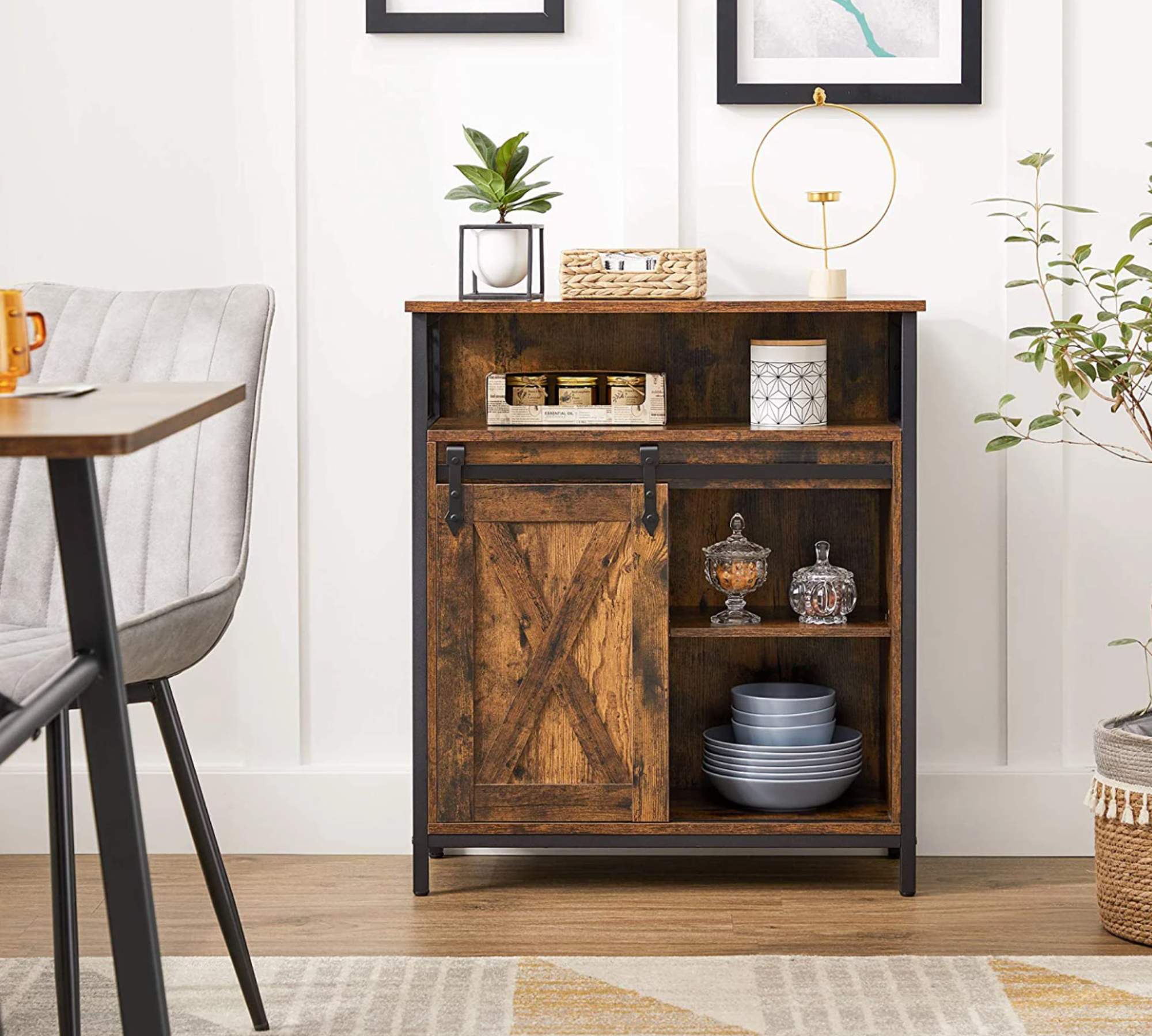 Kommode Hazlet Holz Braun Schwarz