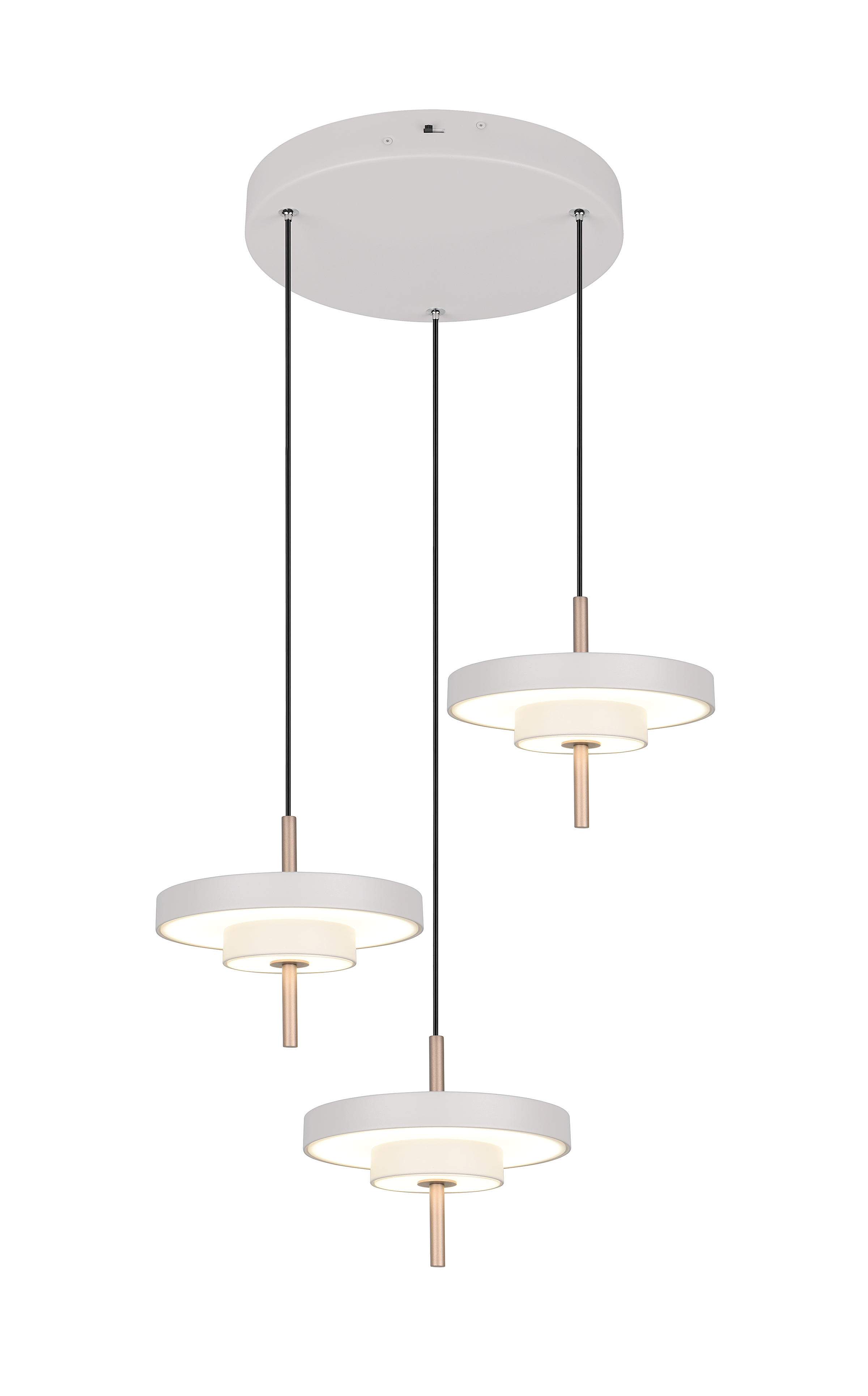 Keaton 3-Flammige LED-Pendelleuchte Rund Polycarbonat Grau