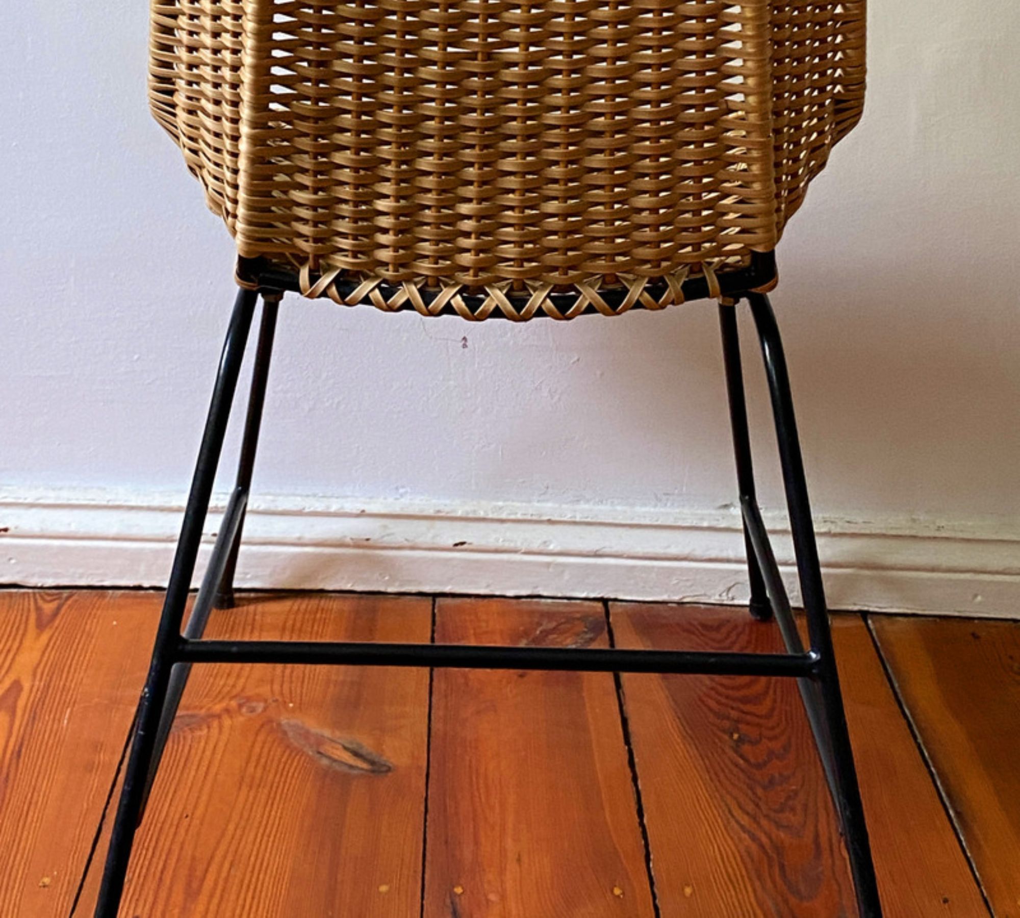 4x Vintage Esszimmerstuhl Rattan Metall 1960er Jahre