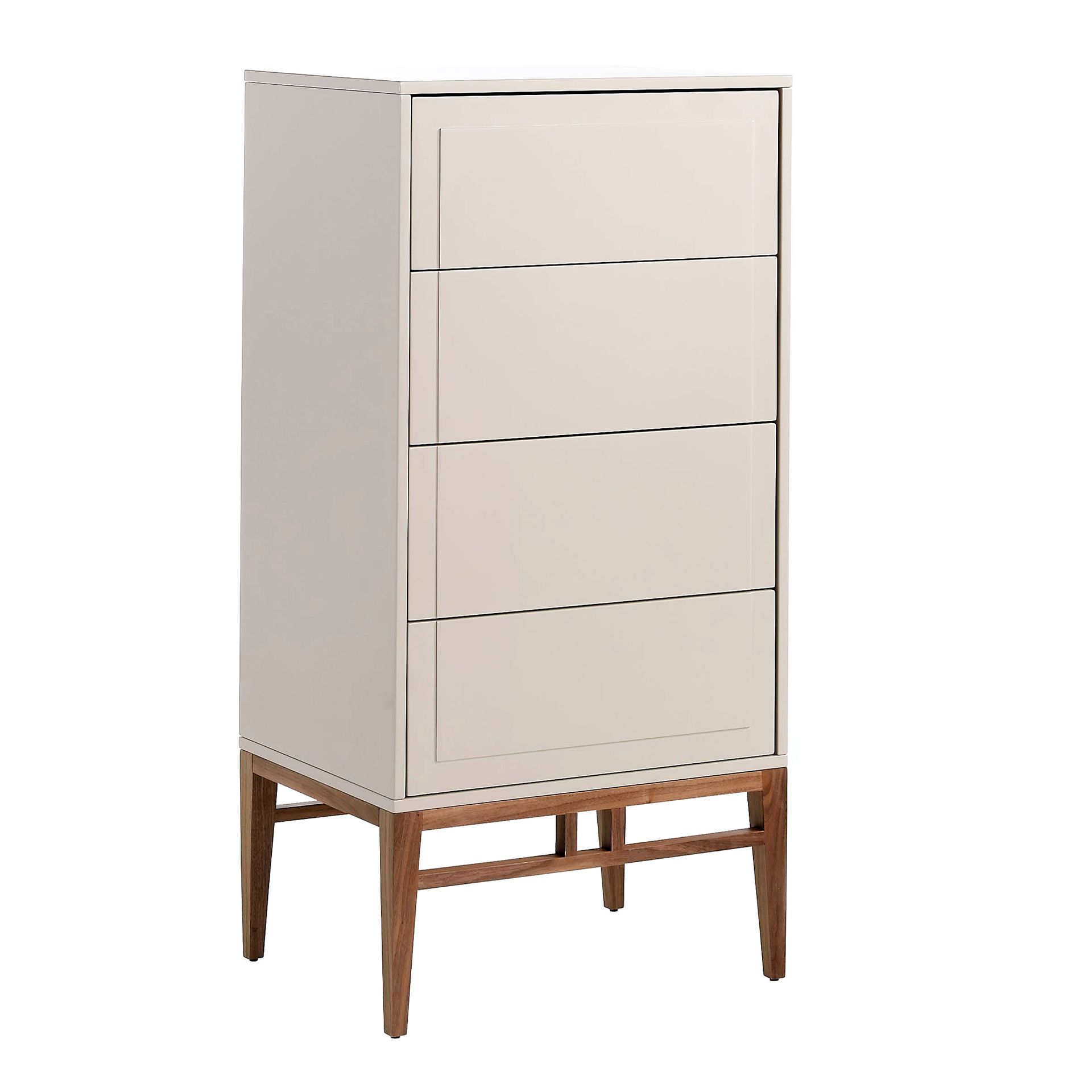 Chiffonier mit 4 Schubladen Walnussfurnier Creme