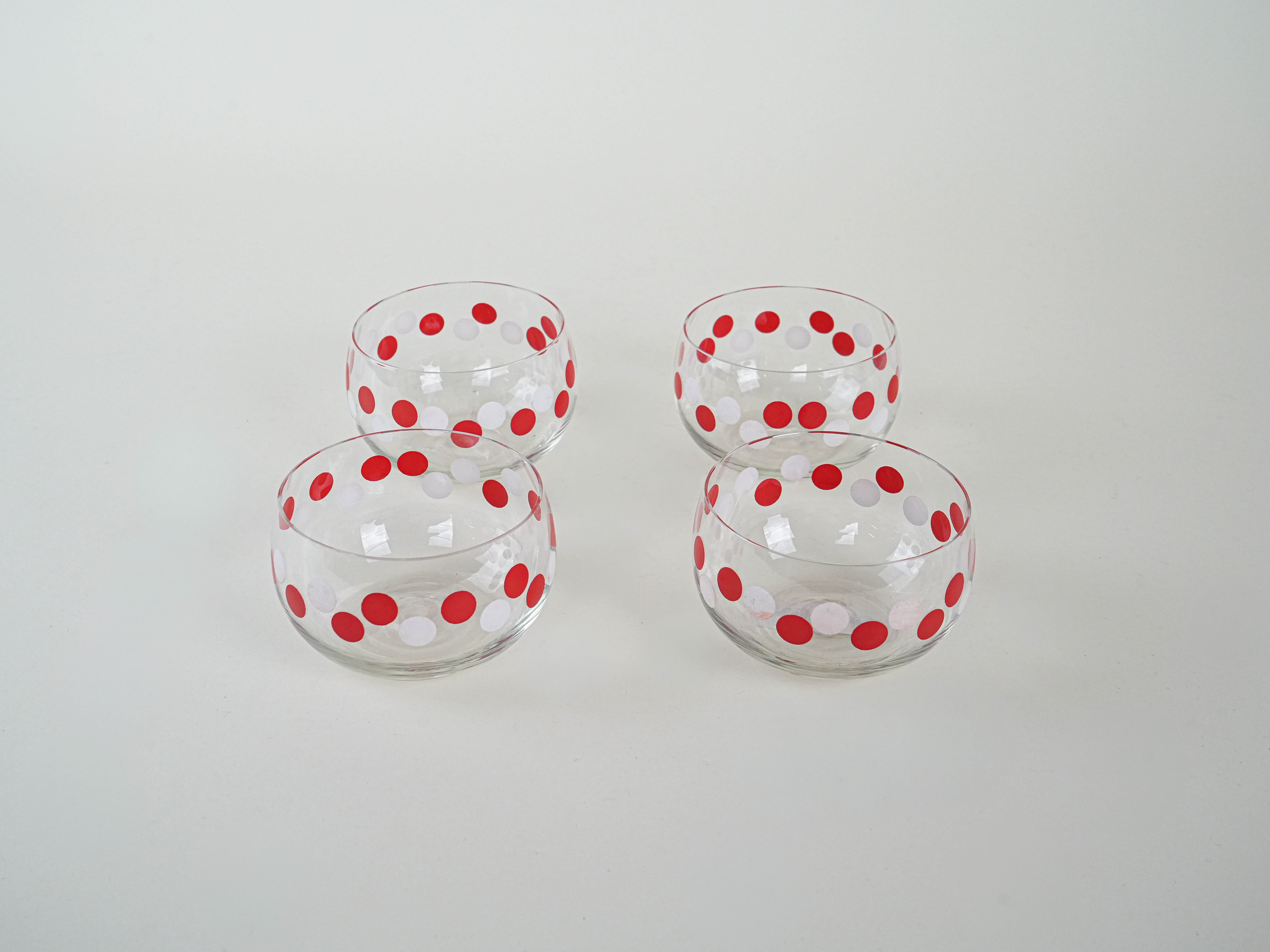 Glass Bowl Set Transparent 1980s