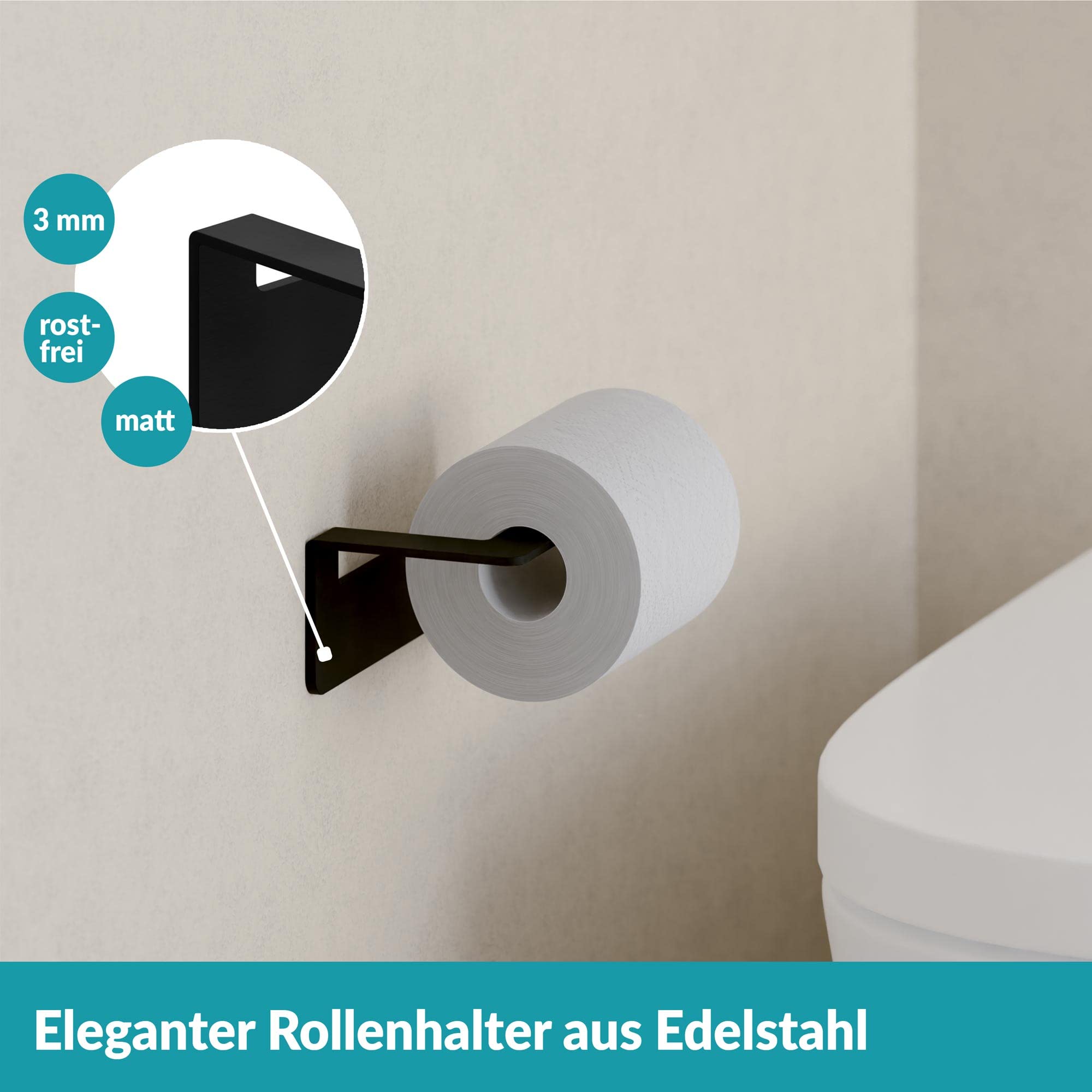 Toilettenpapierhalter Edelstahl Schwarz