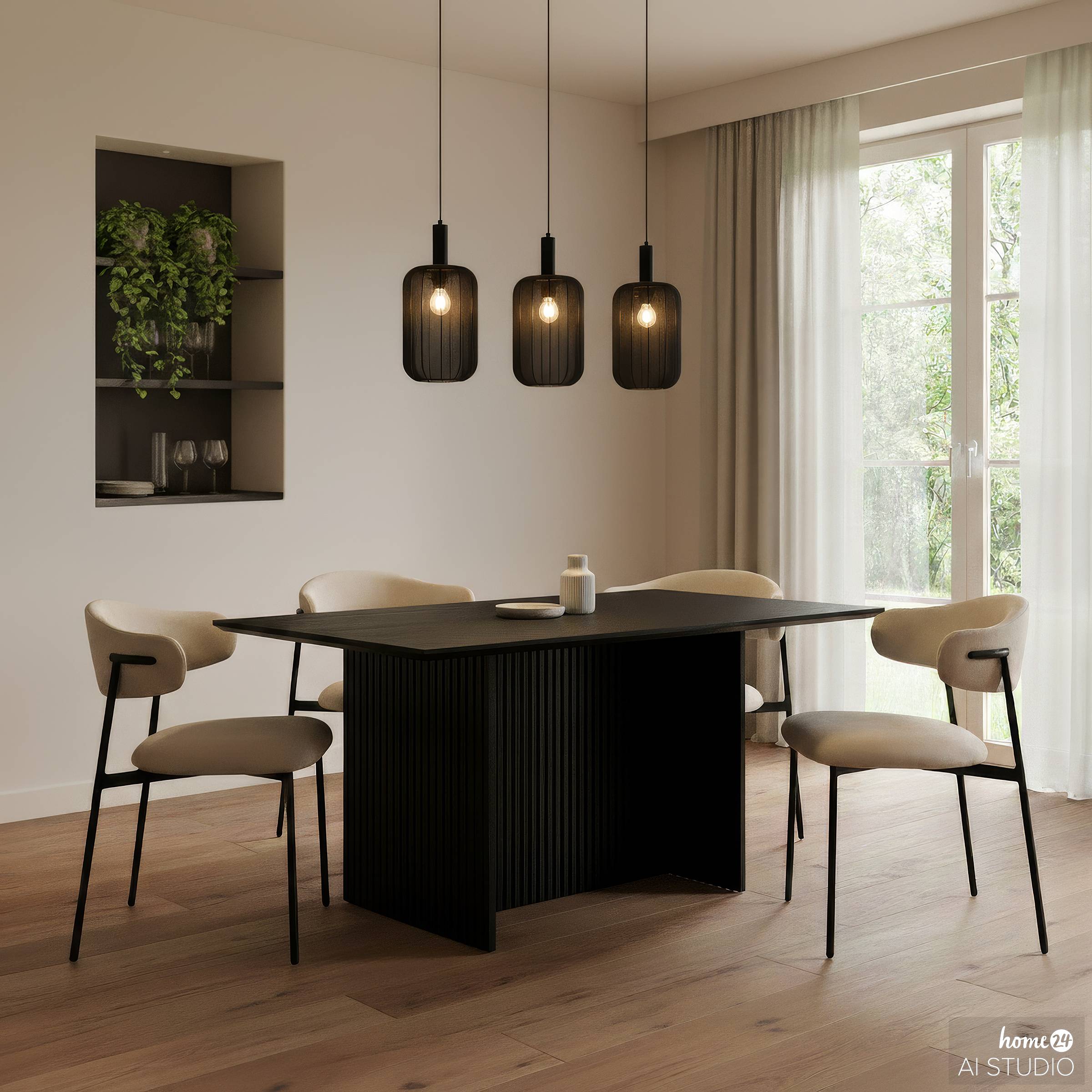 ONI Pendelleuchte 3-flammig Eisen Schwarz