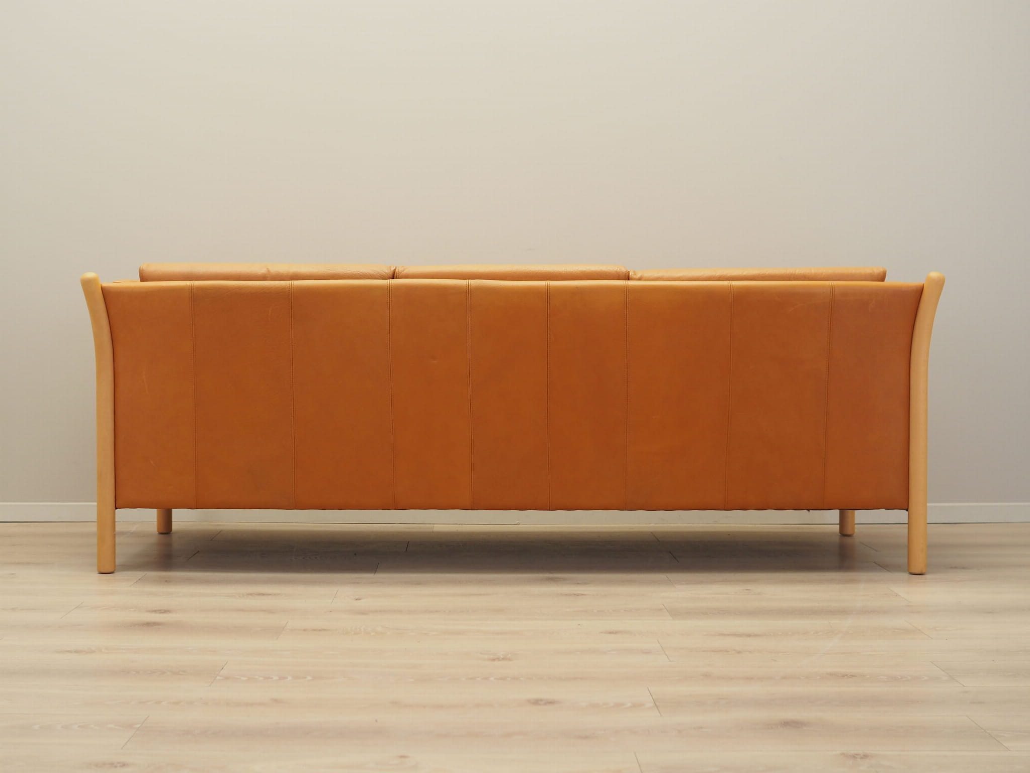 Vintage Sofa 3-Sitzer Leder Orange 1970er Jahre