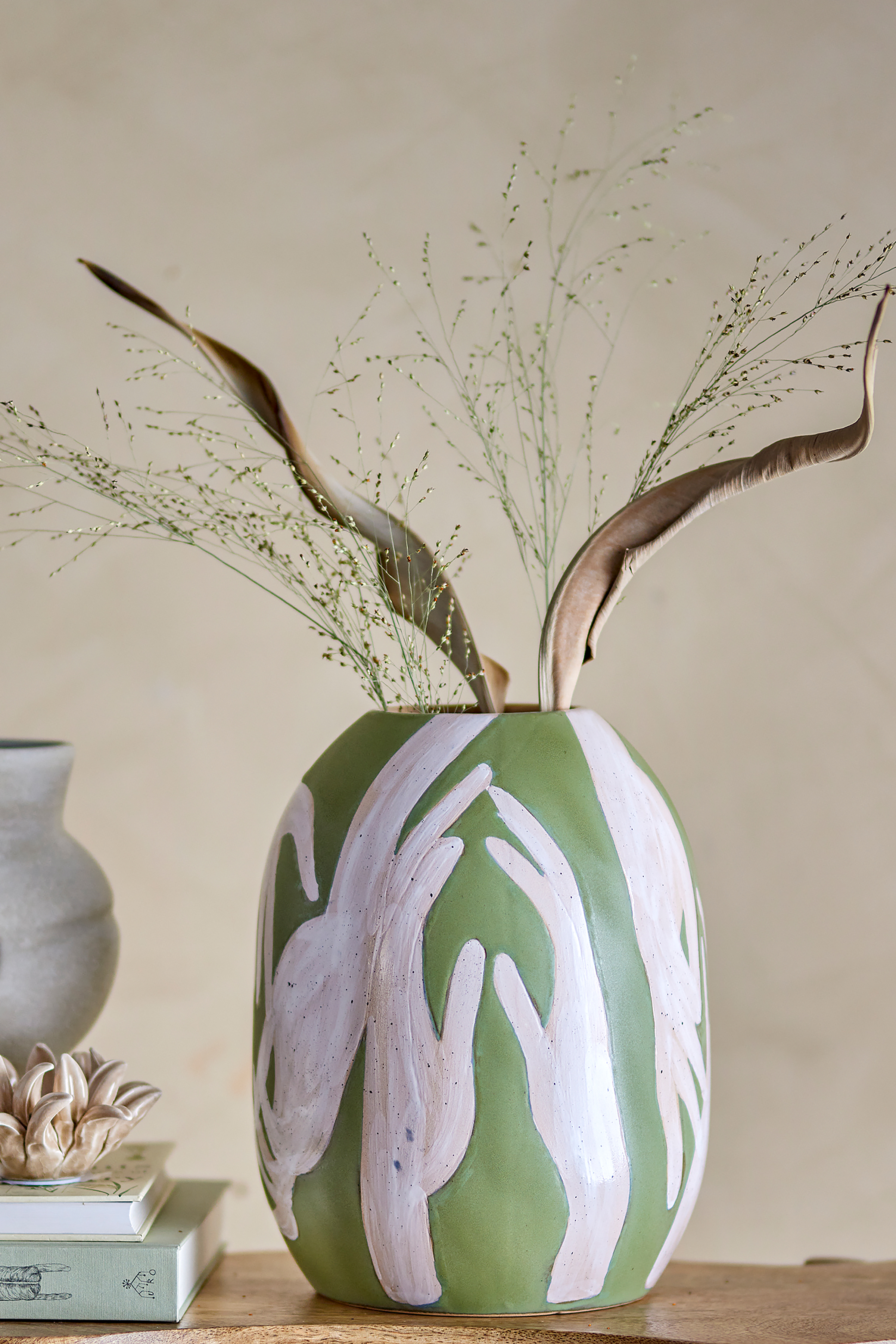 Adalena Vase Grün Keramik 31x24x24cm