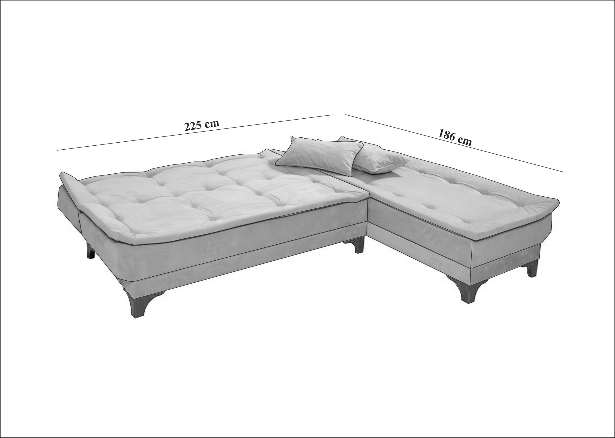 Kelebek Corner Schlafsofa Rechts Holz Grün