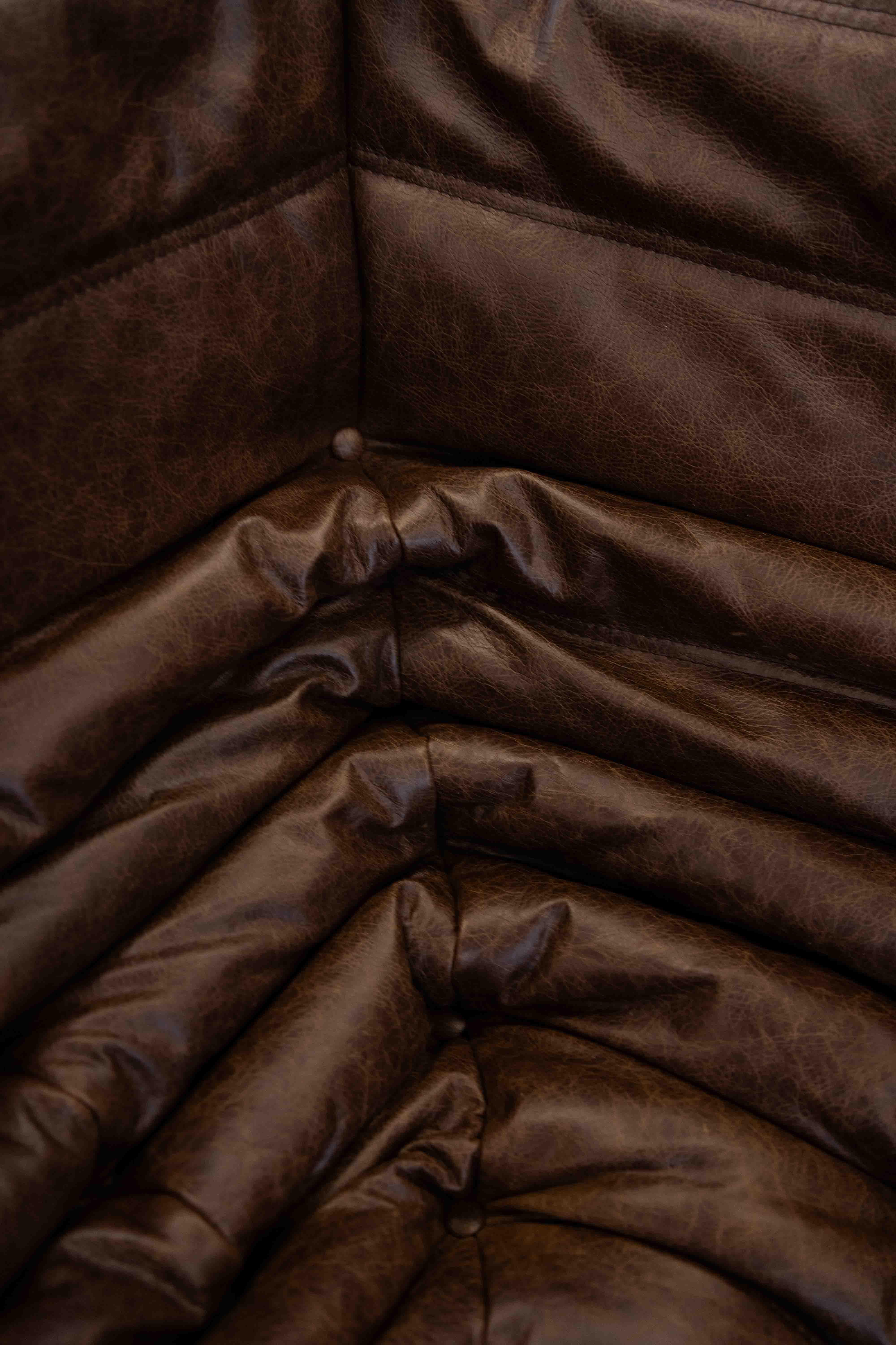 Divano Togo 2 posti con braccioli pelle pull-up marrone noce