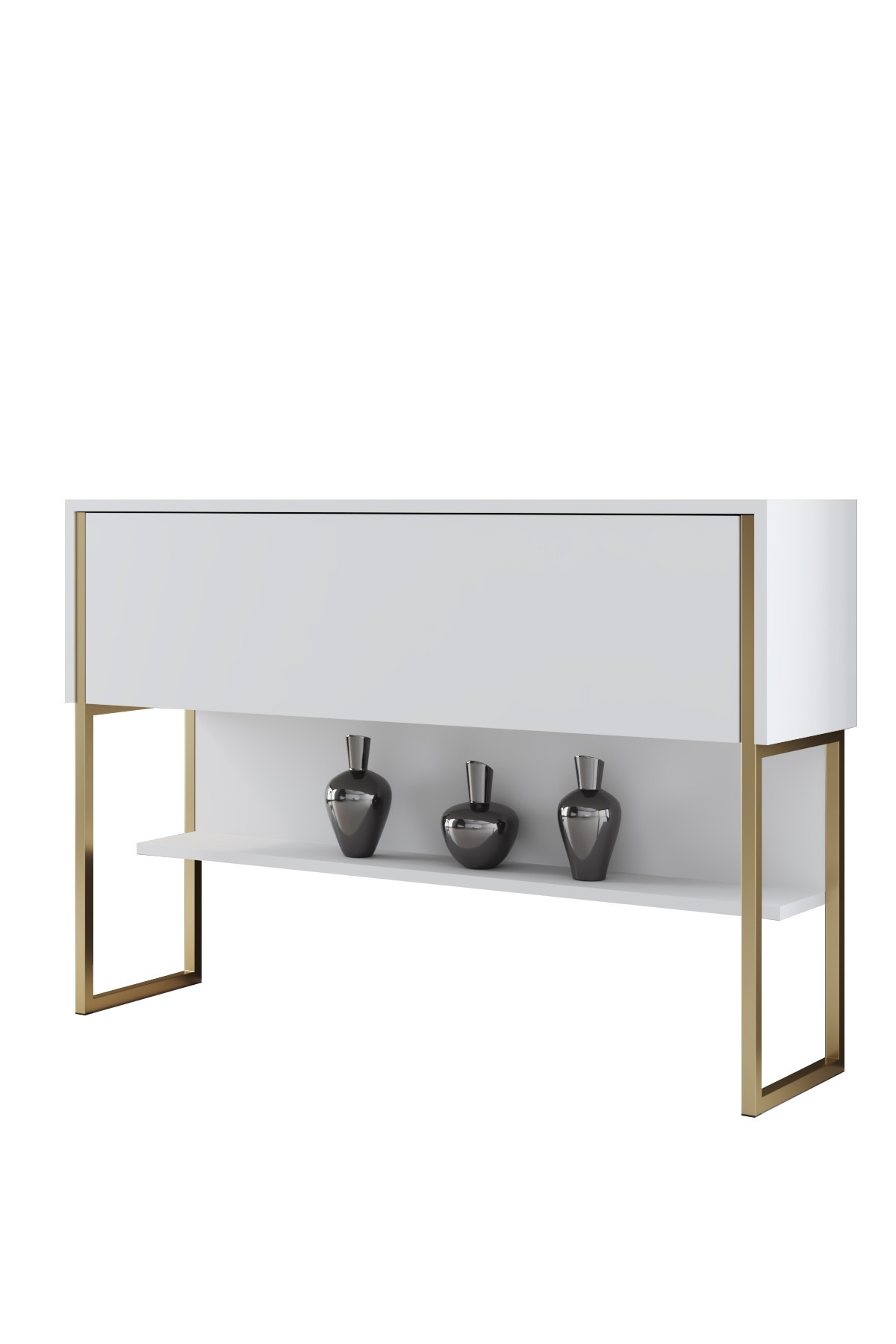 Luxe Sideboard Holzfurnier Gold Weiß