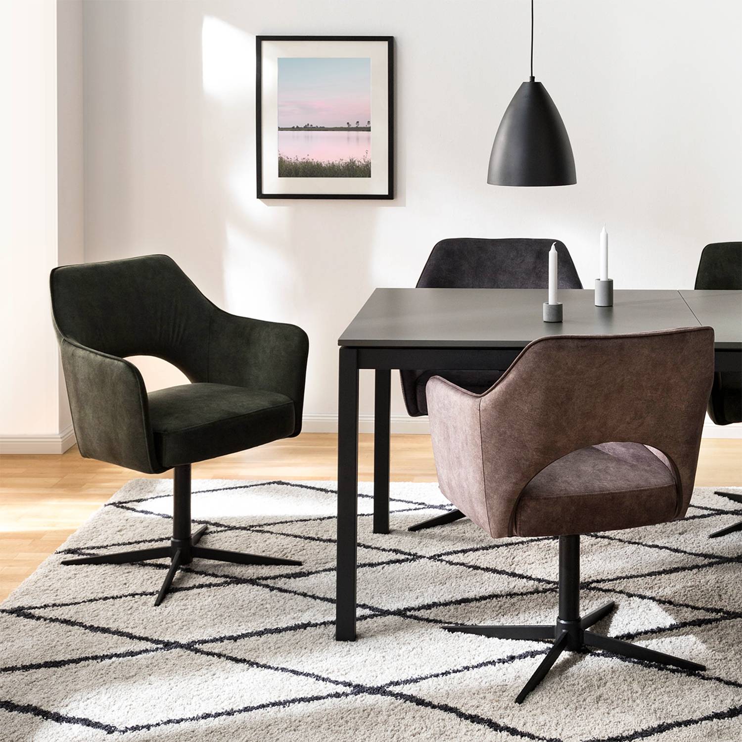 Yellville Typ A Armlehnenstuhl Drehbar Microfaser Olivgrün