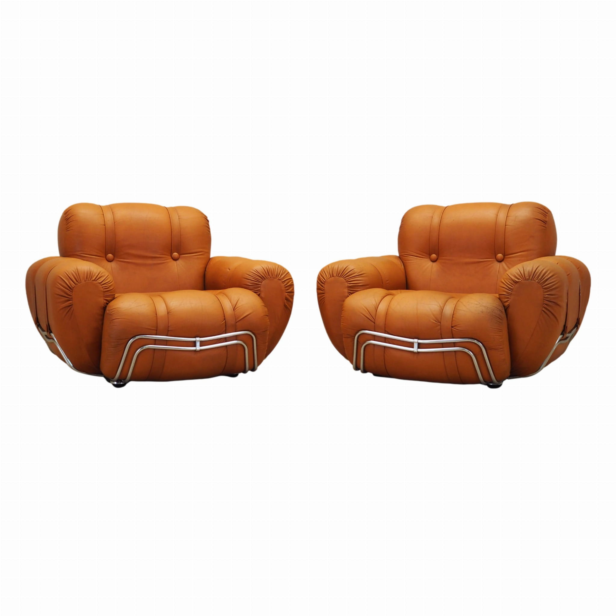 2x Space Age Armlehnsessel Orange 1960er Jahre