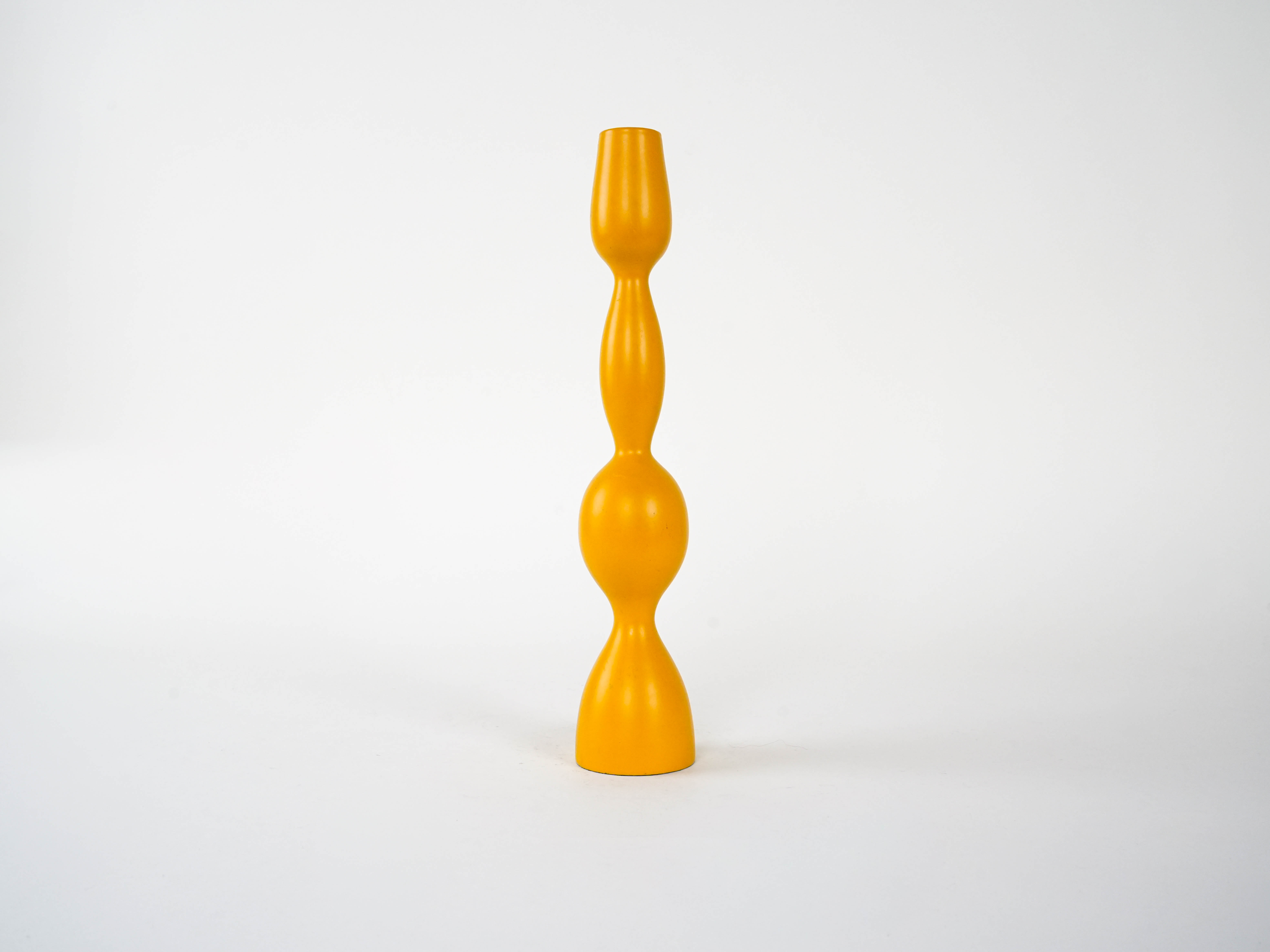 Candlestick 1970s Mustard Yellow
