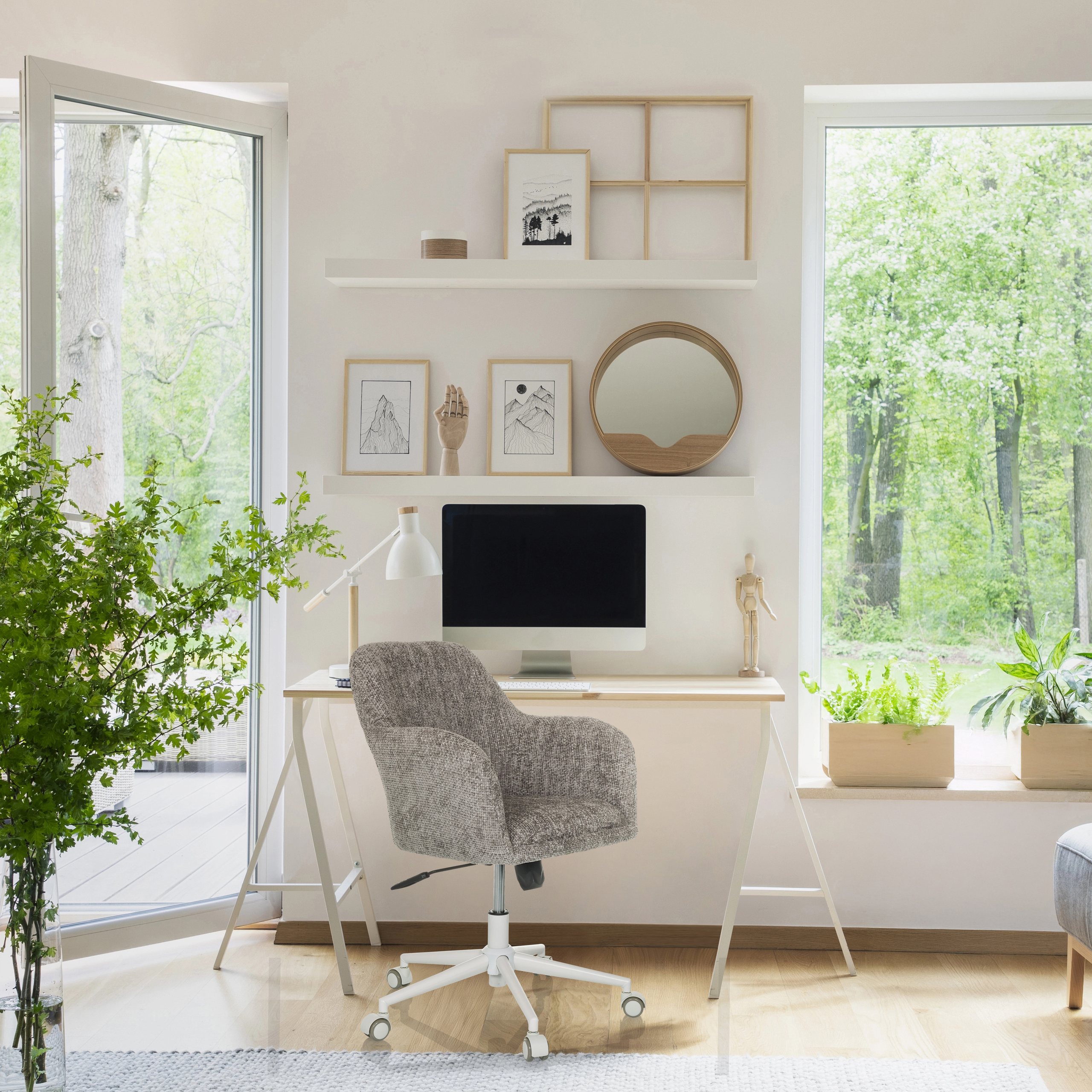 SOLAO HOME Bürostuhl Bouclé Braun