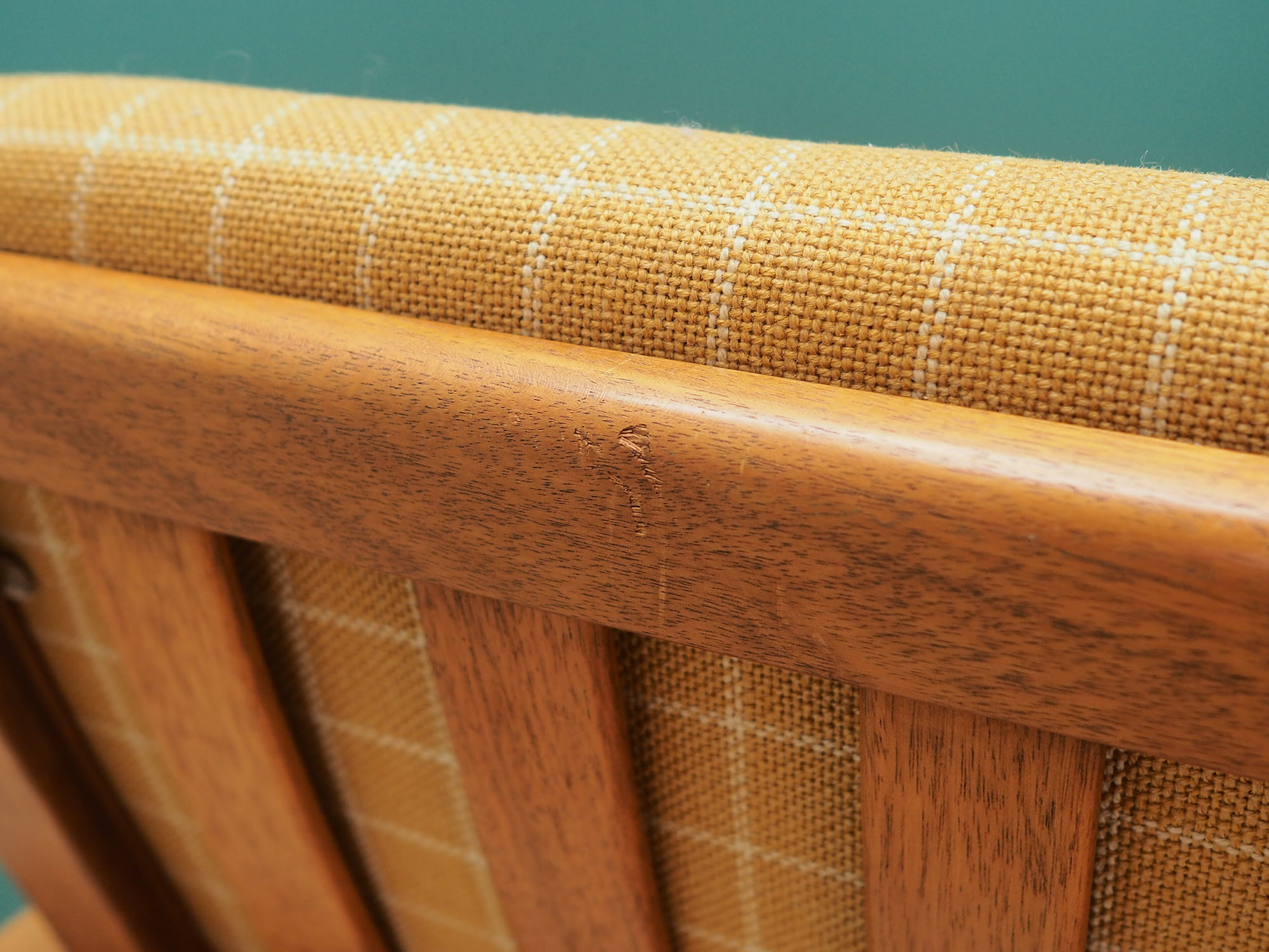 Armchair Teak wood Textile Yellow 1970s